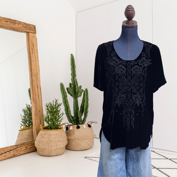 Velvet Embroidered Top