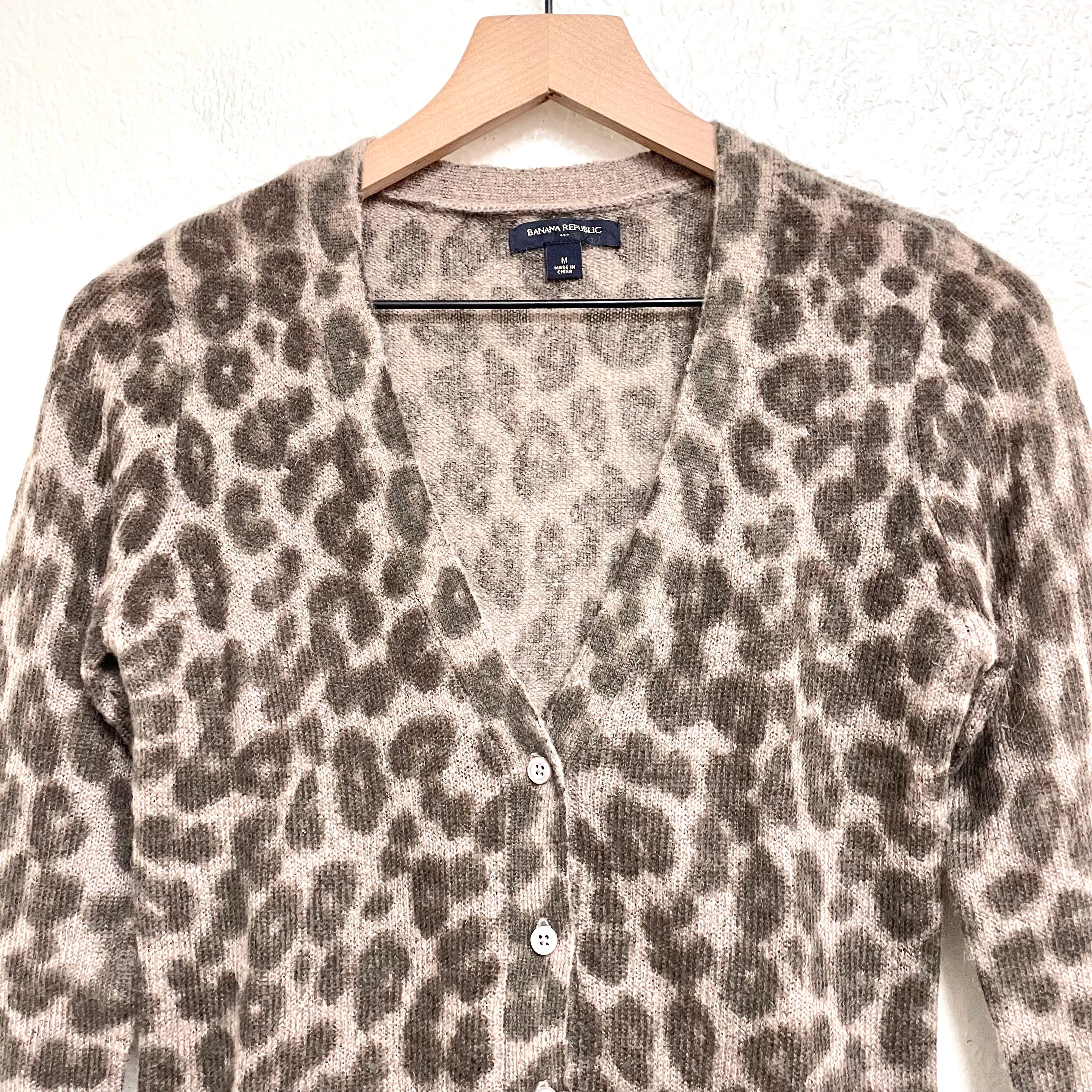 Wool Blend Leopard Cardigan