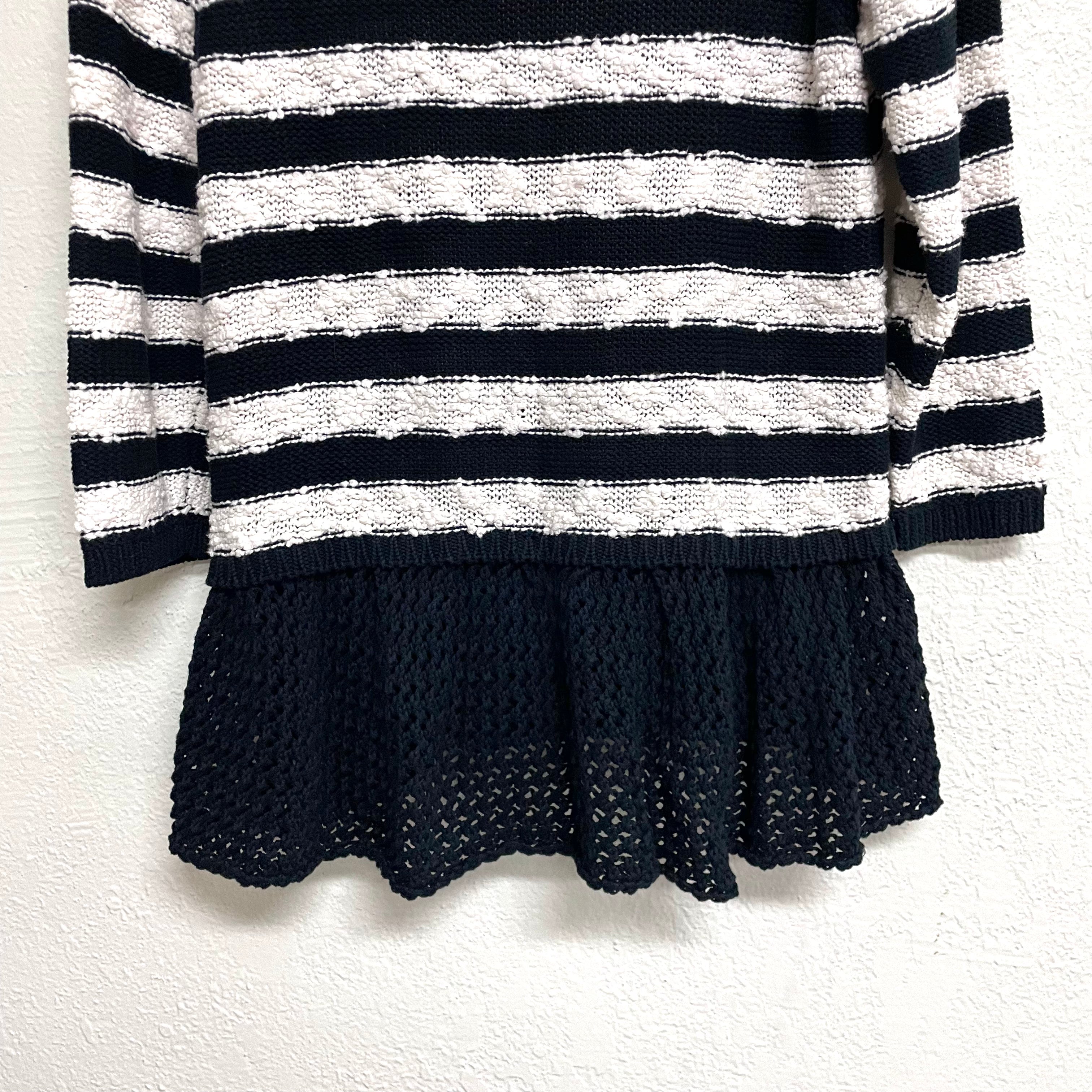 Striped Crochet Hem Sweater