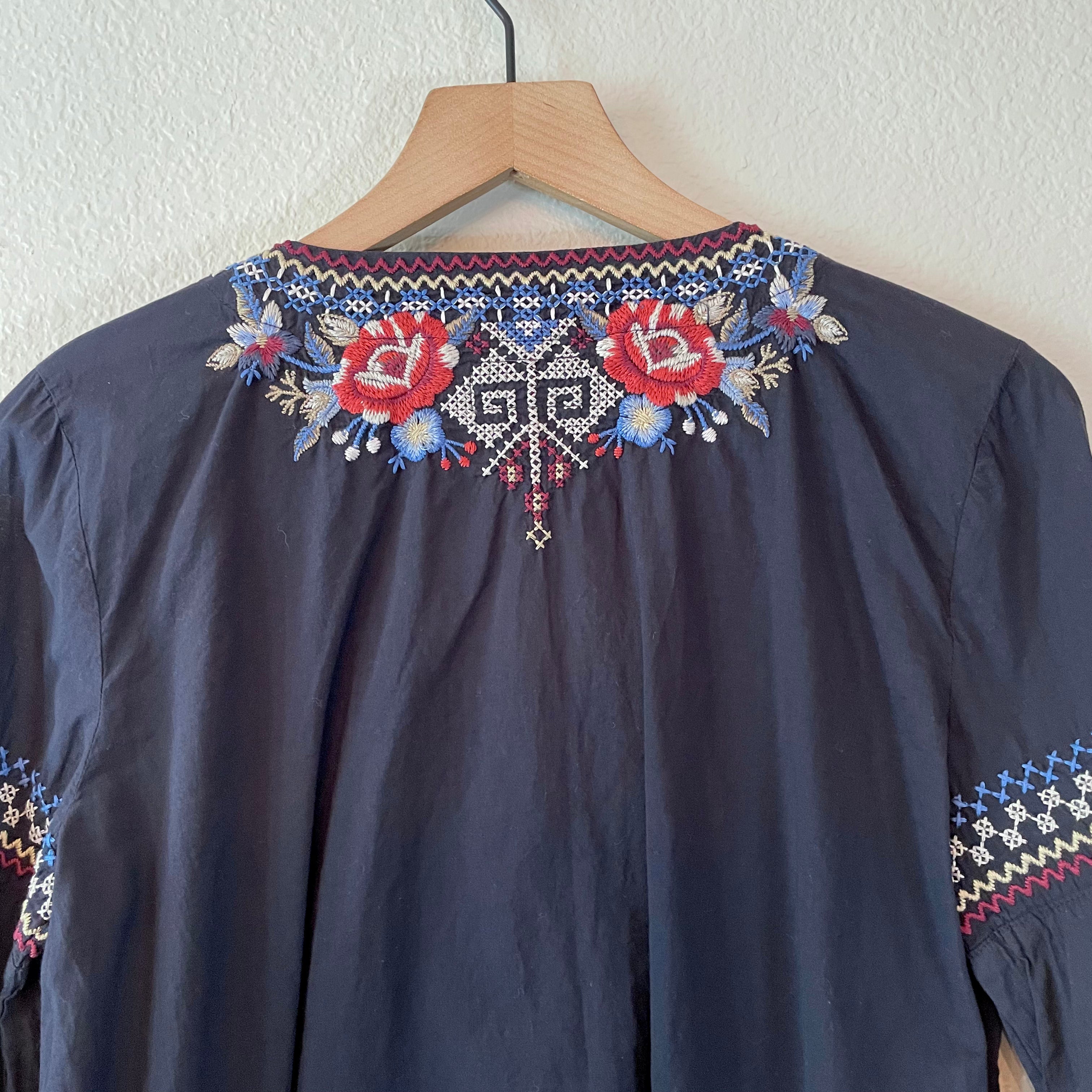 Bird Floral Embroidered Top