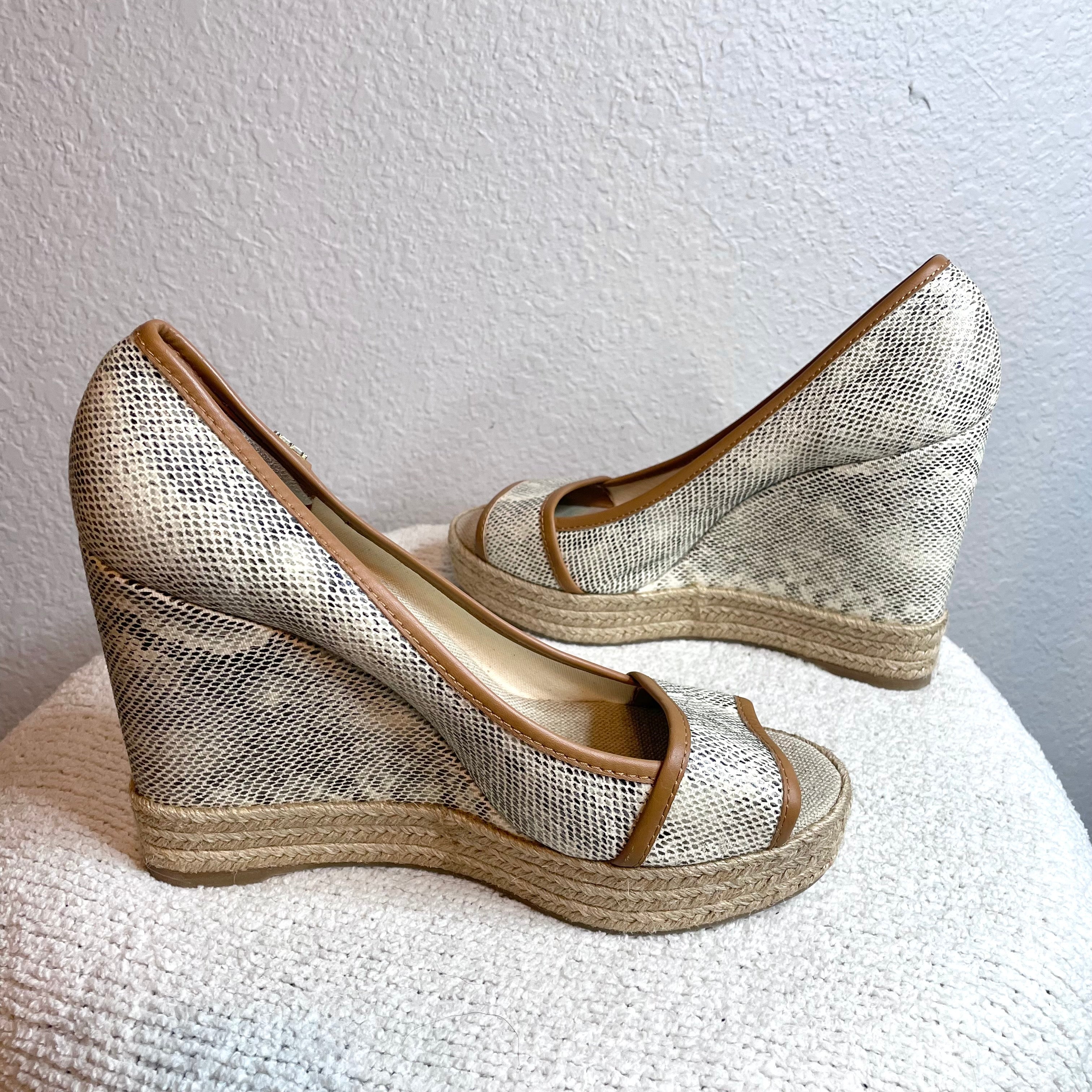 Snakeskin Open Toe Wedge