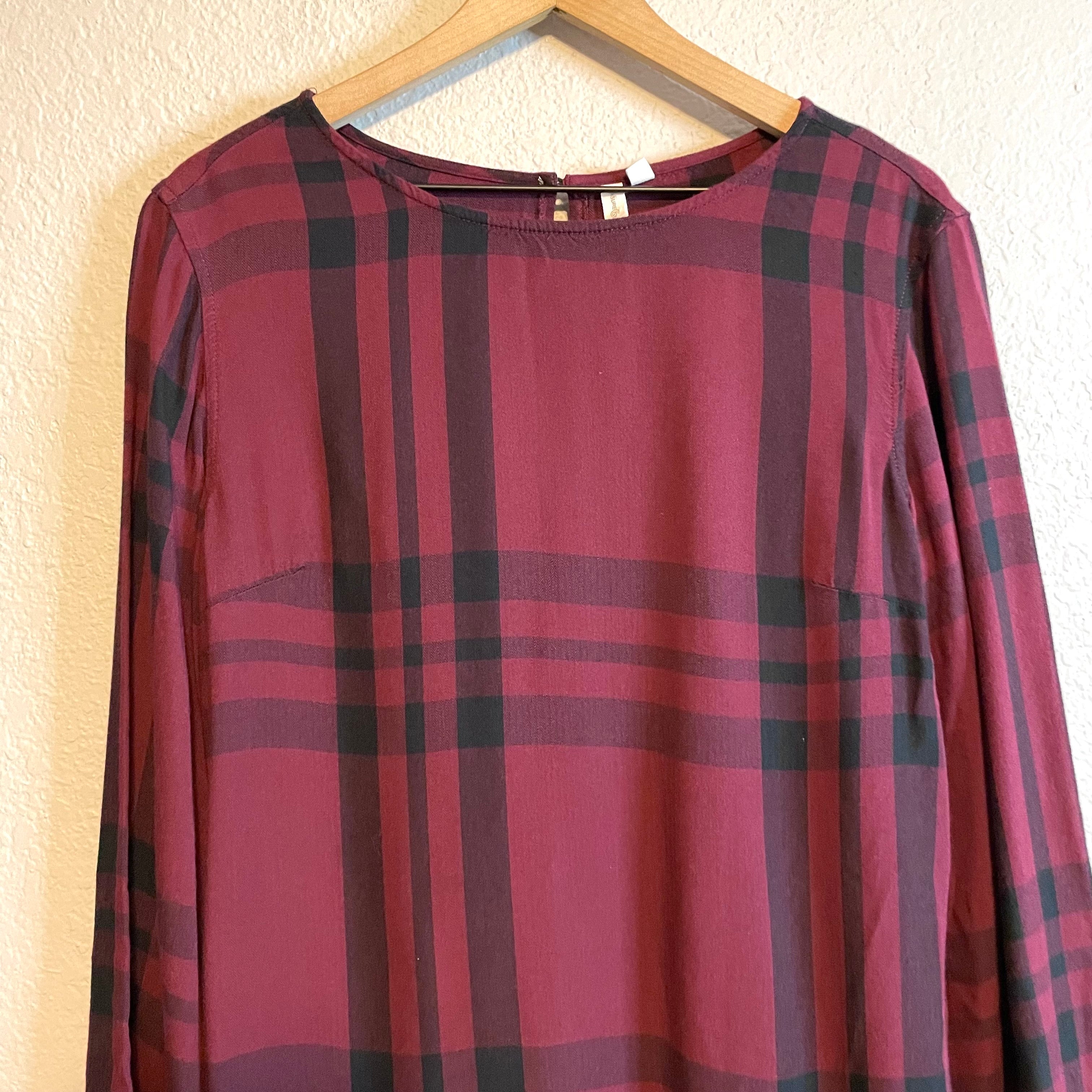 Plaid Flare Sleeve Top