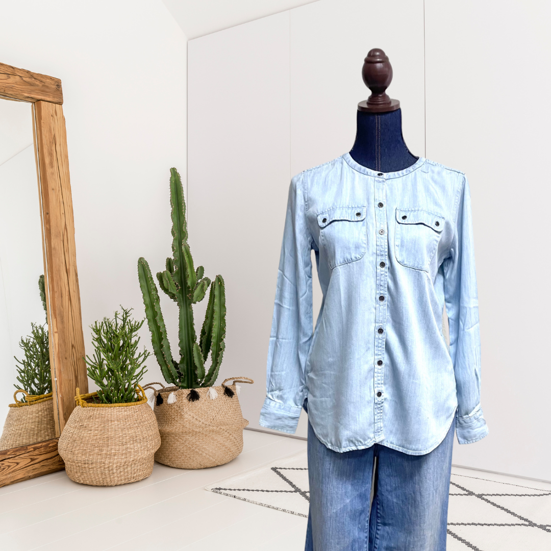 Chambray Button Front Top