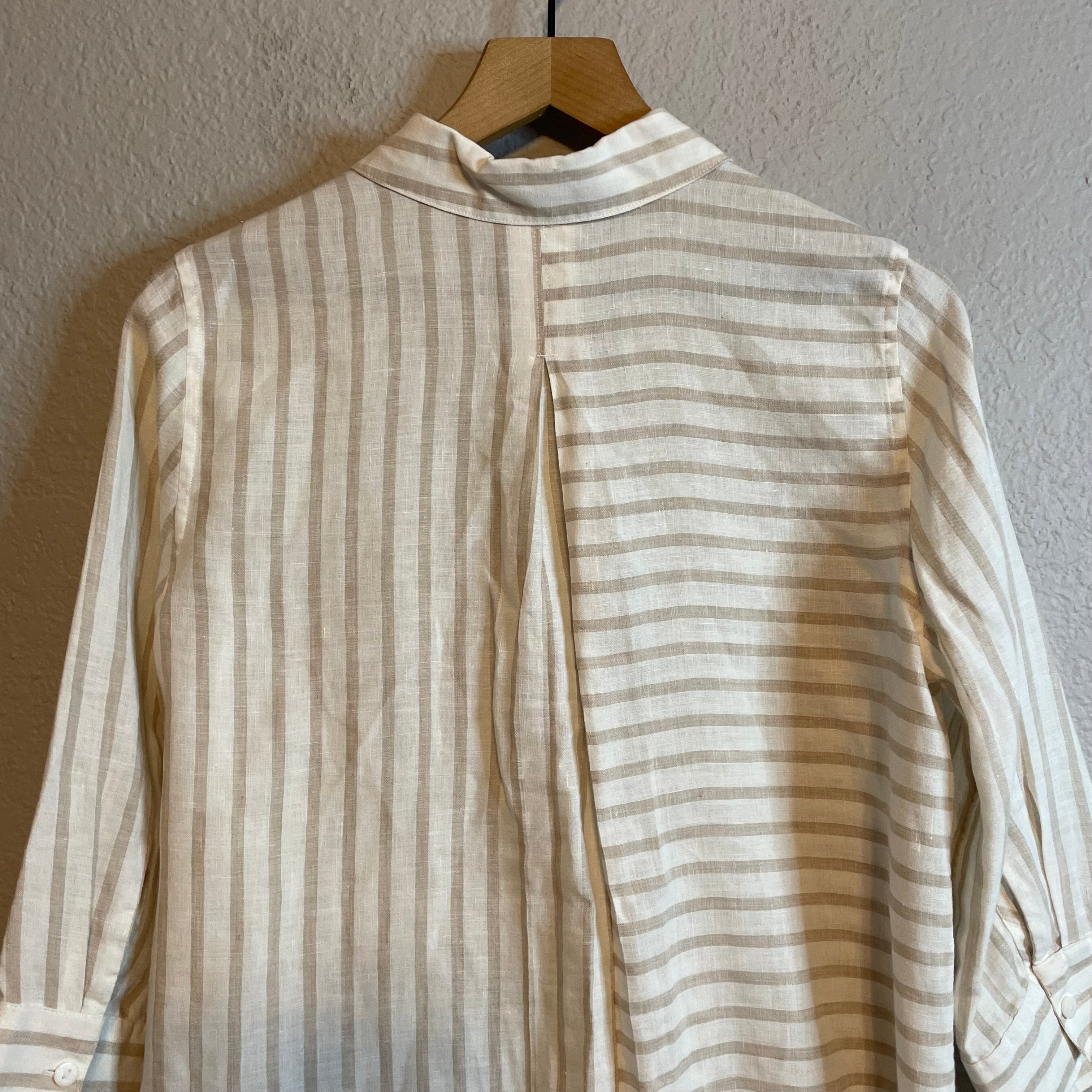 Striped Linen Button Blouse