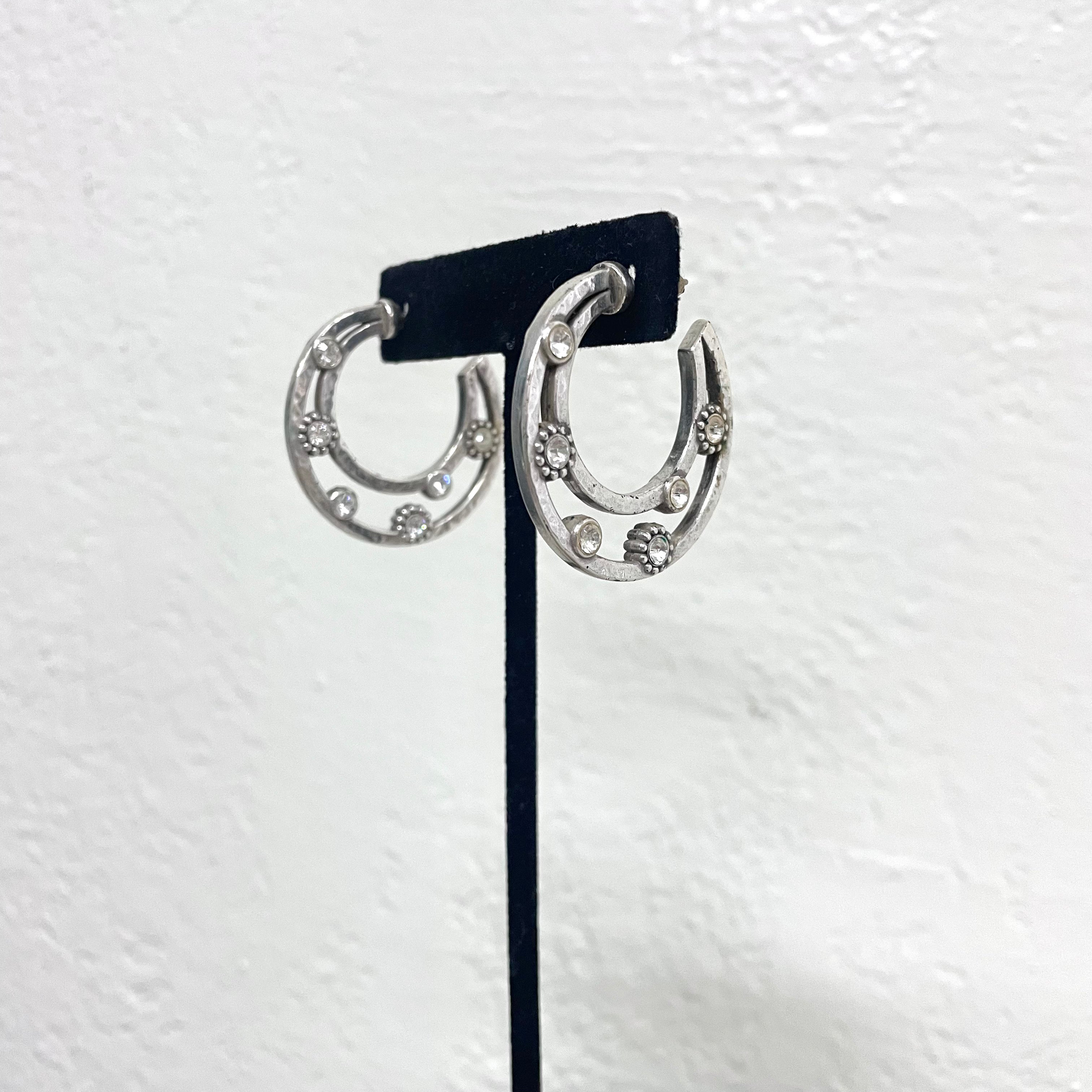 Silver Moon Hoop Earrings