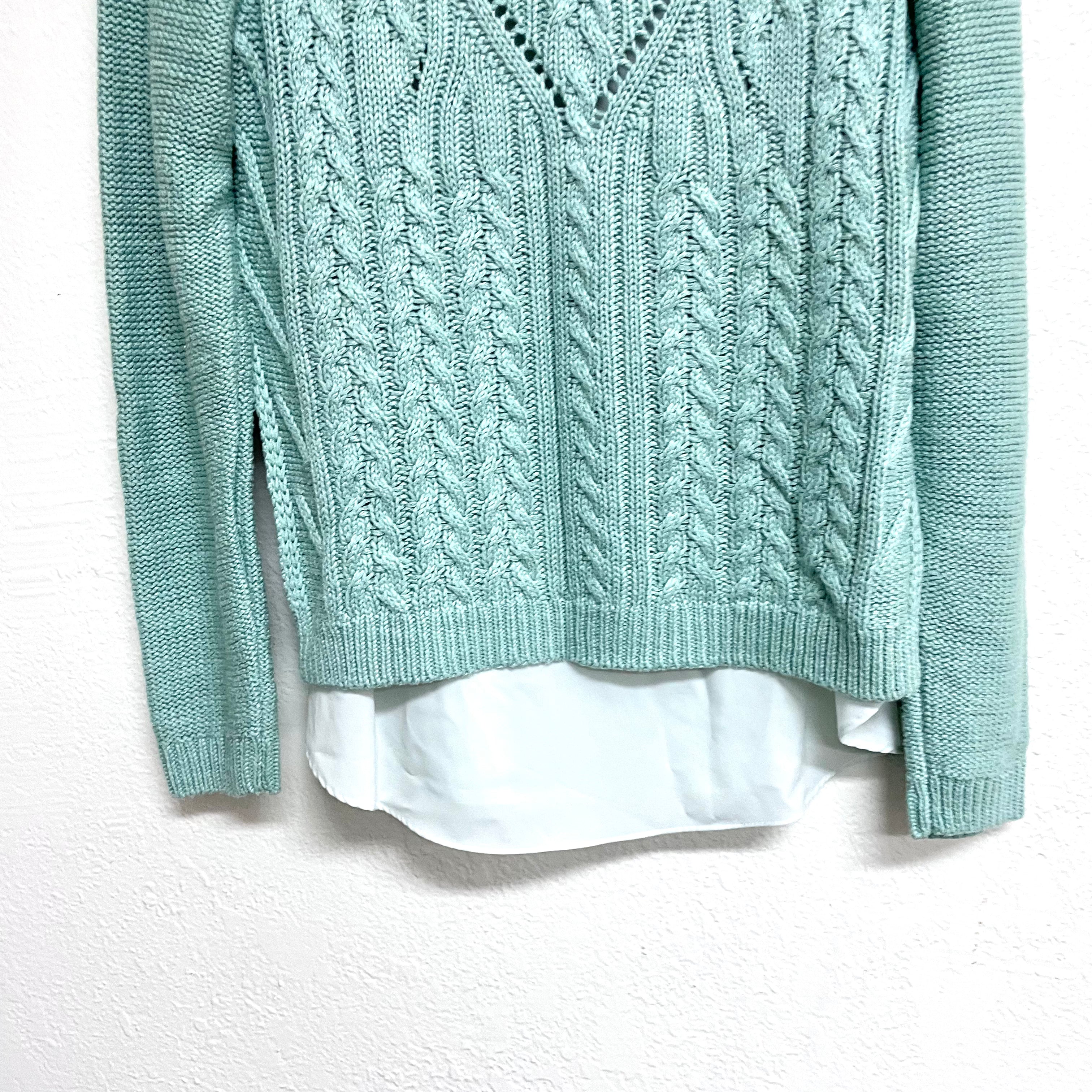 Cable Knit Polyester Hem Sweater