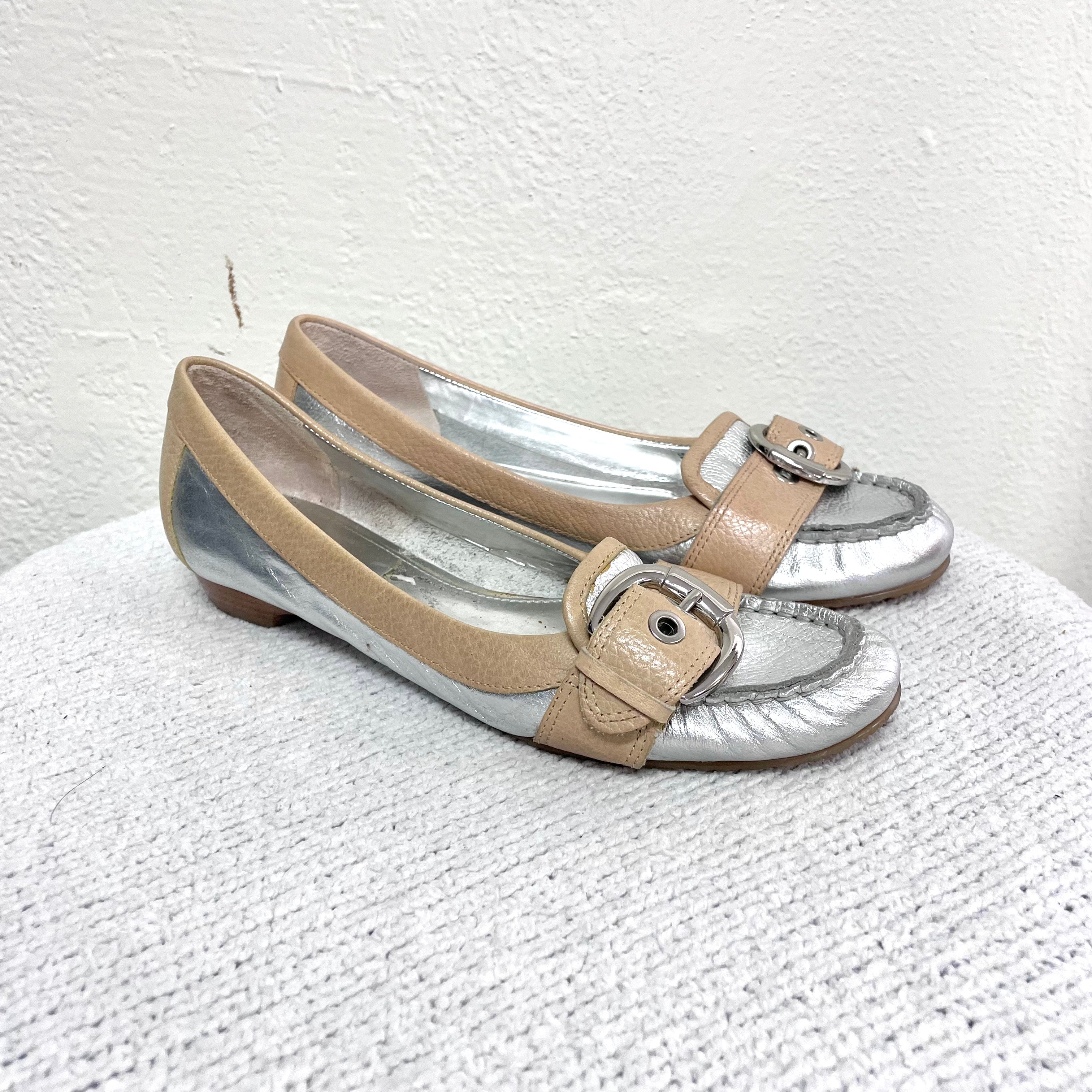 Metallic Buckle Loafers