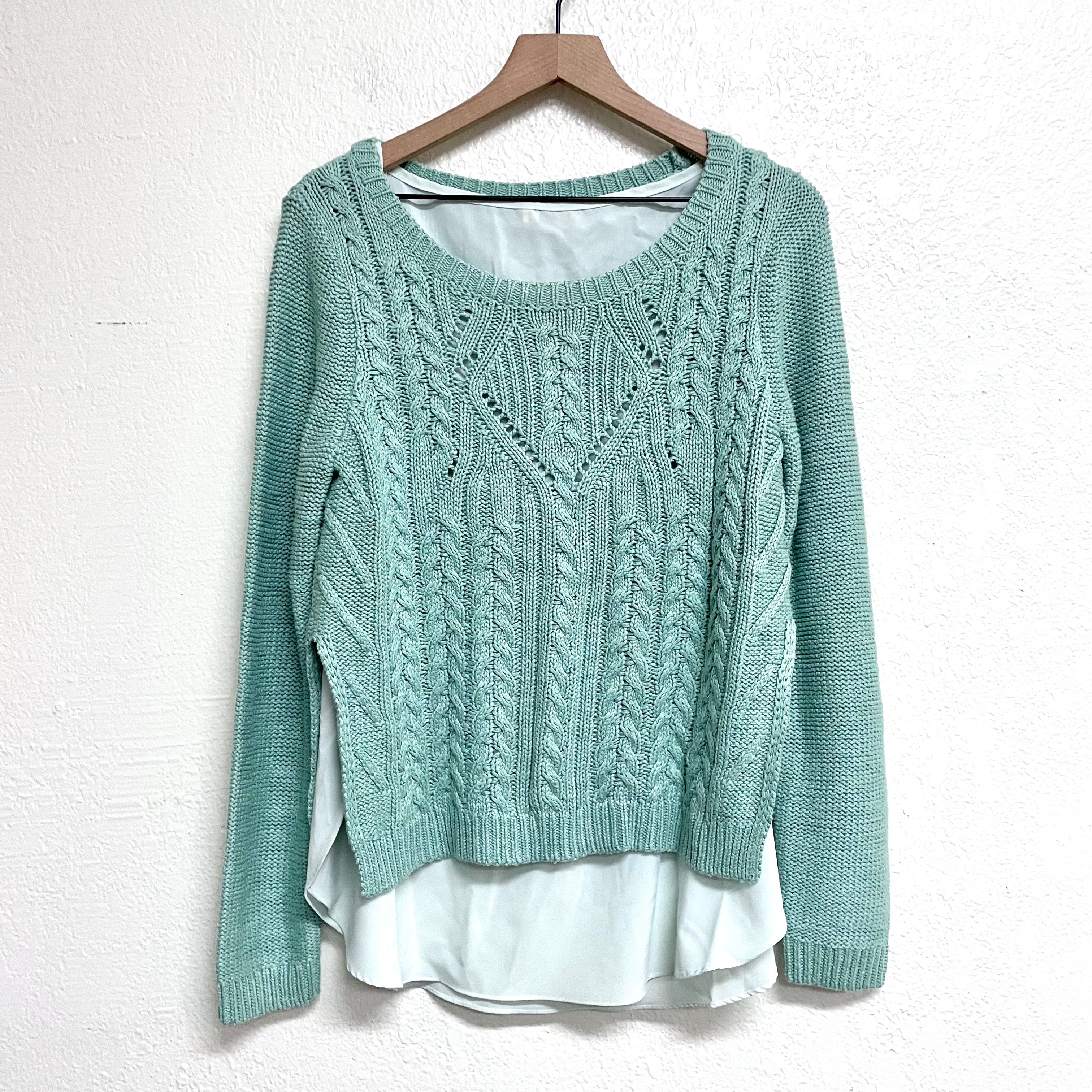 Cable Knit Polyester Hem Sweater