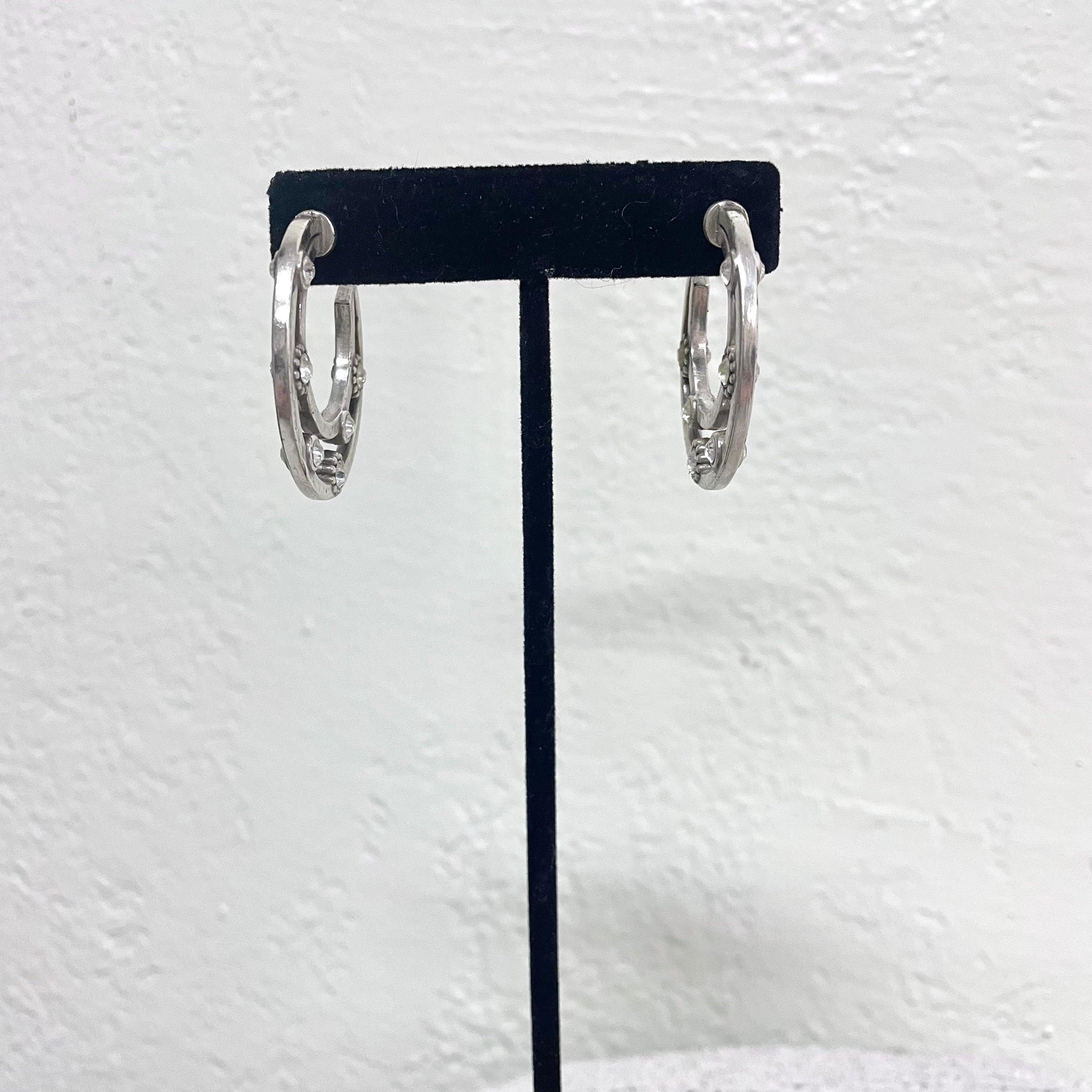 Silver Moon Hoop Earrings