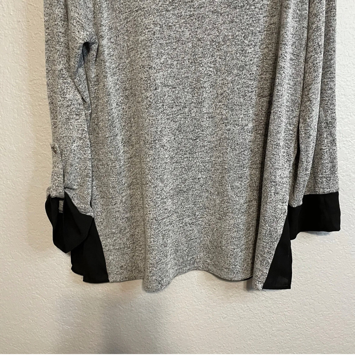 Cowl Neck Chiffon Trim Sweater