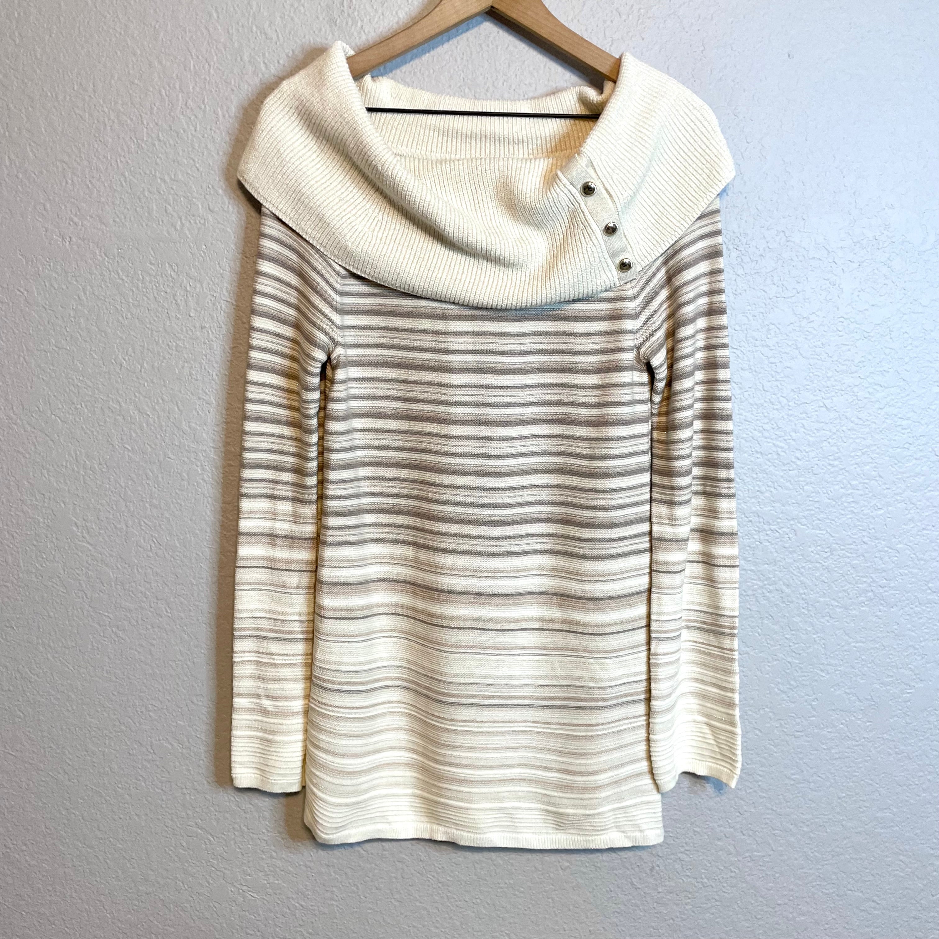 Striped Cowl Neck Sweater