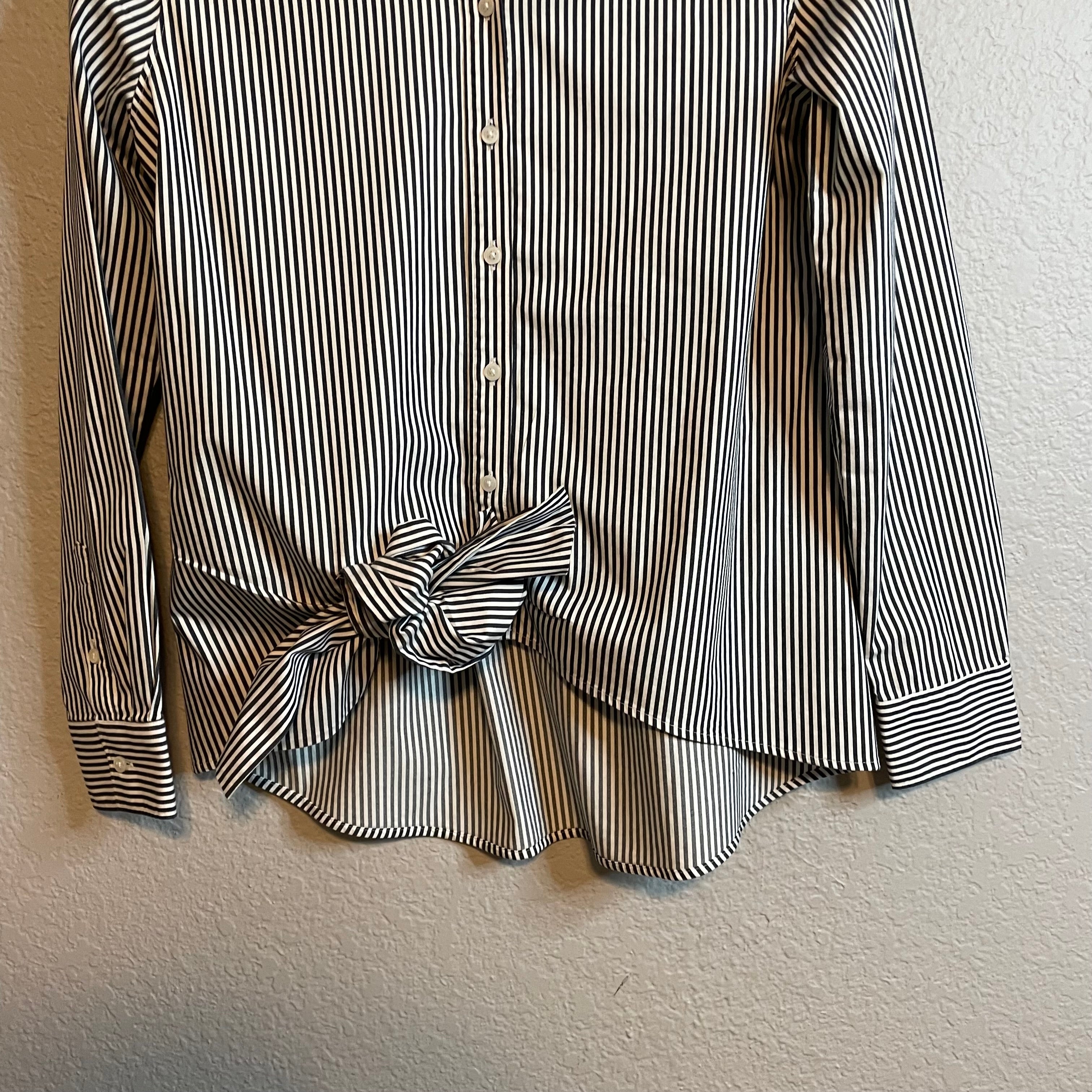 Striped Bow Front Blouse