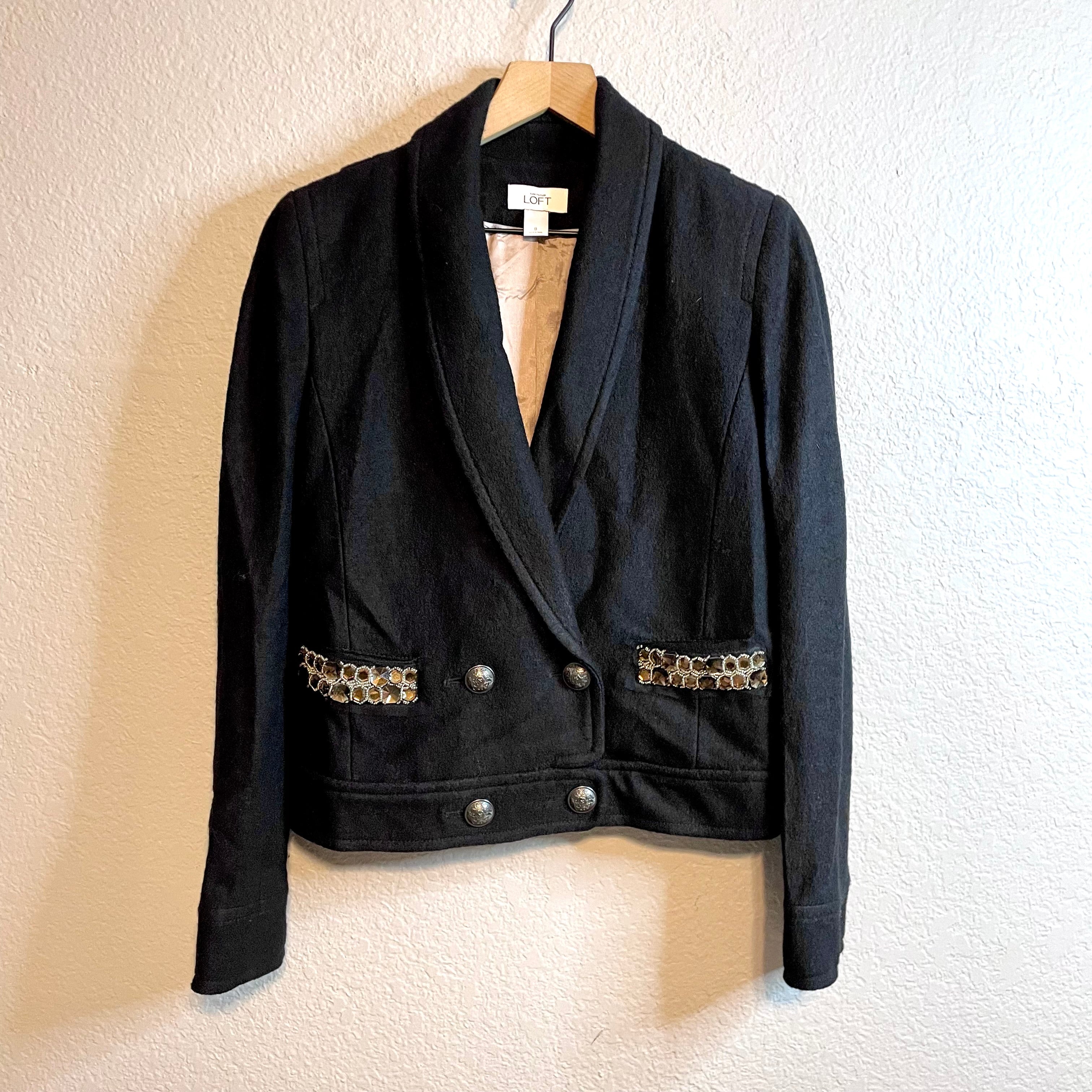 Boiled Wool Jeweled Blazer