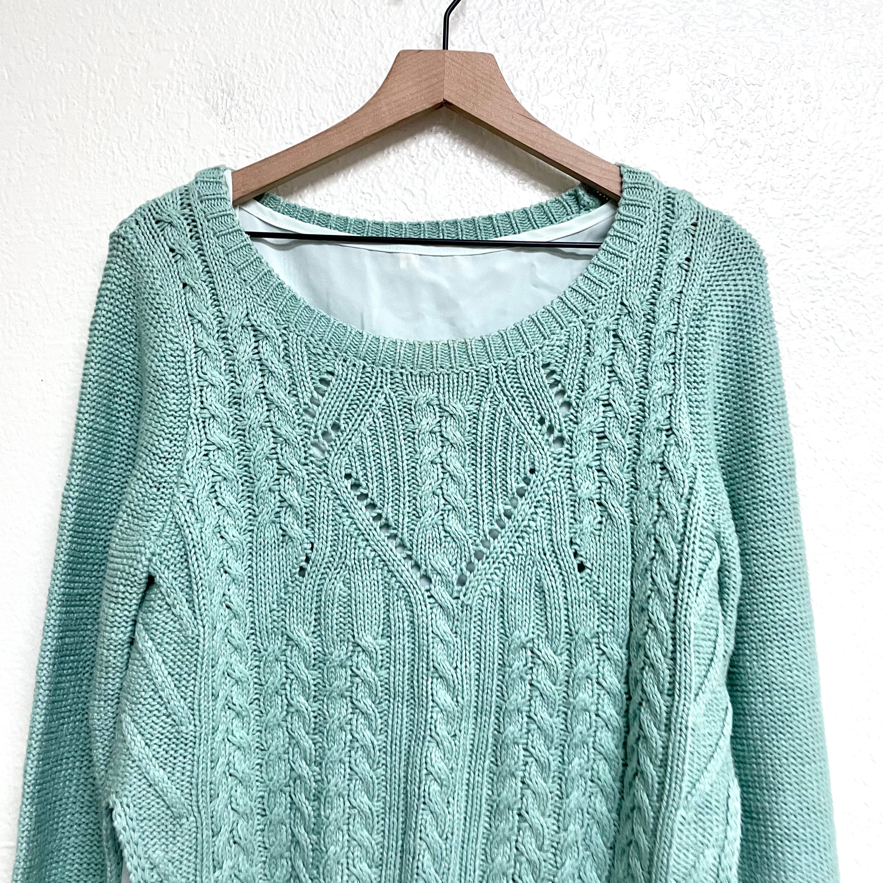 Cable Knit Polyester Hem Sweater