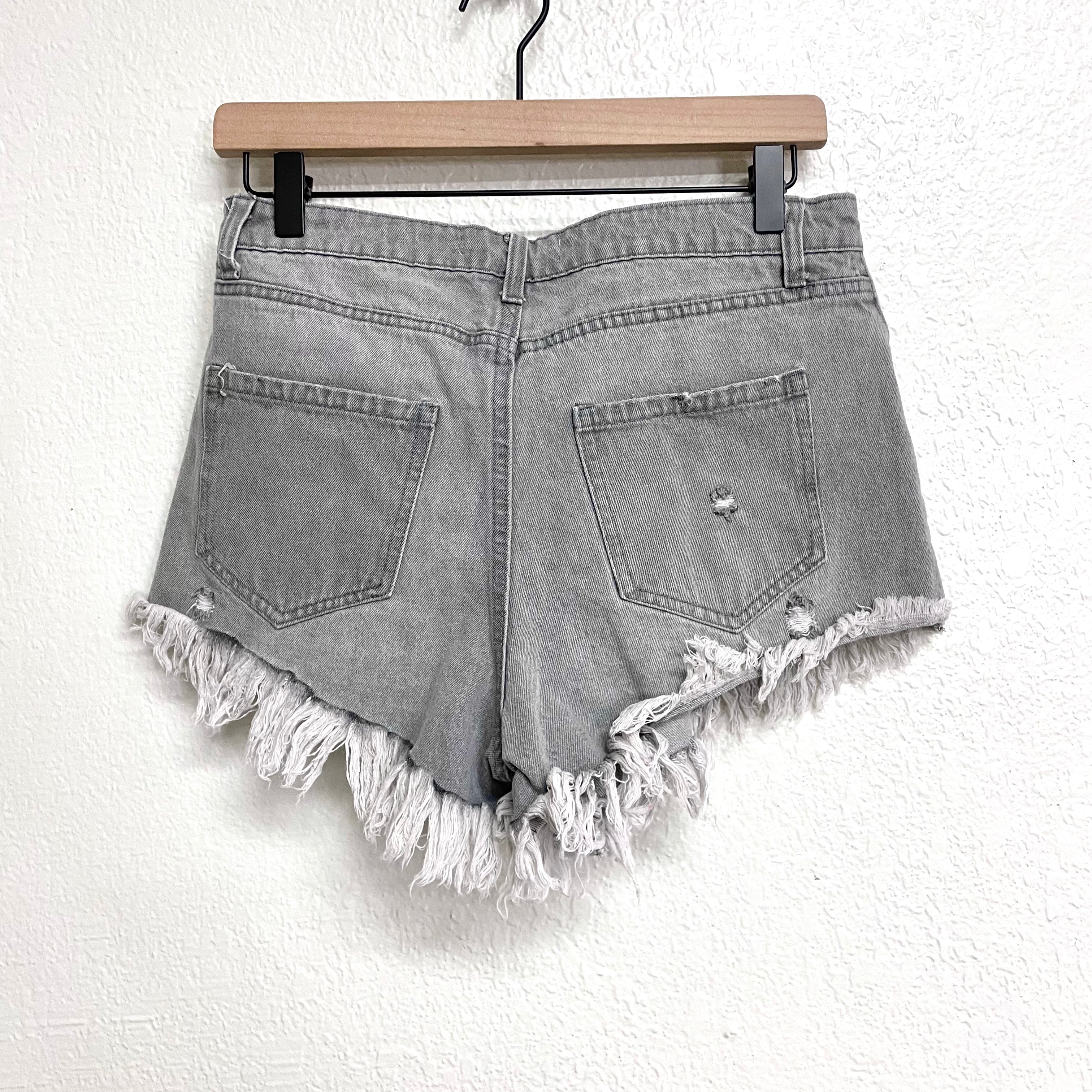 Distressed Frayed Jean Shorts