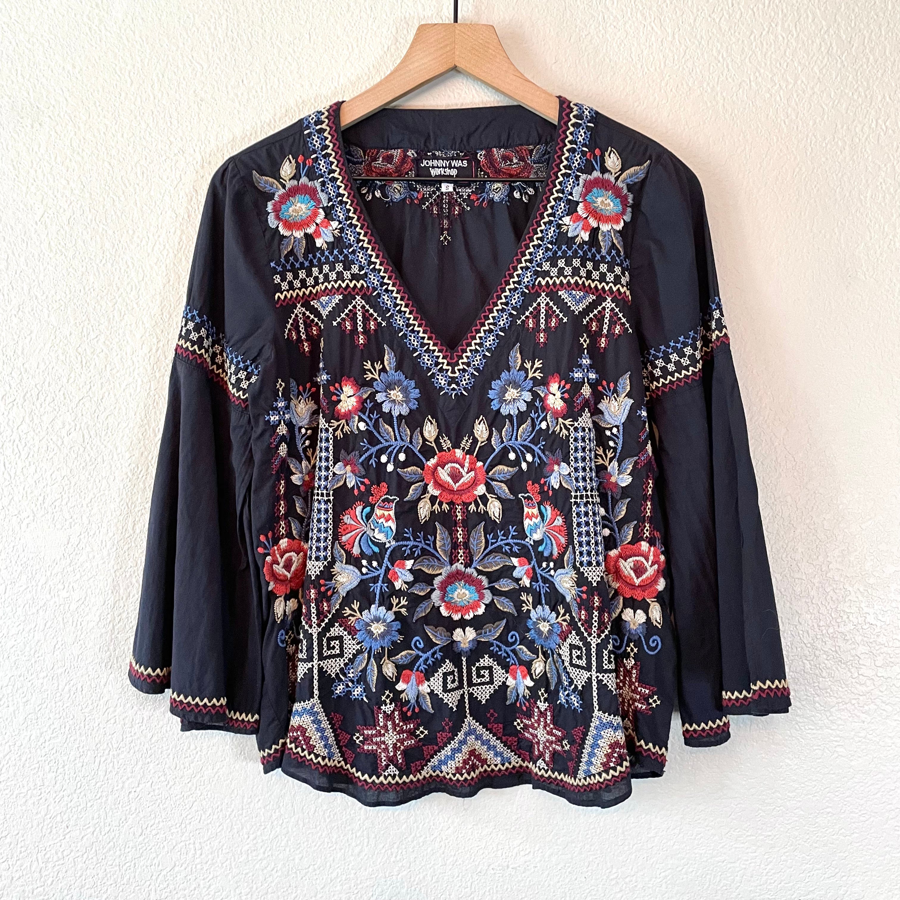 Bird Floral Embroidered Top