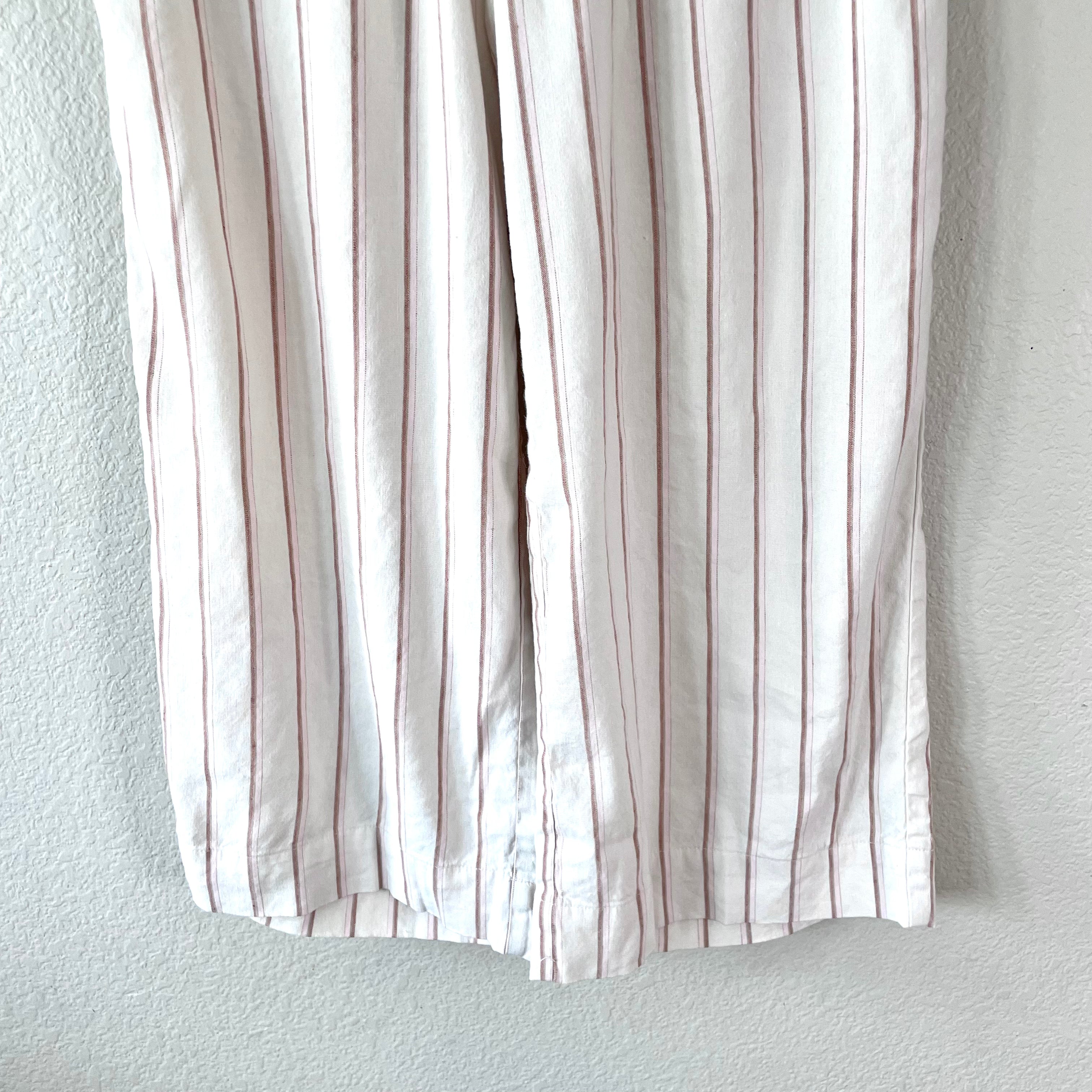 Striped Belted Crop Pants