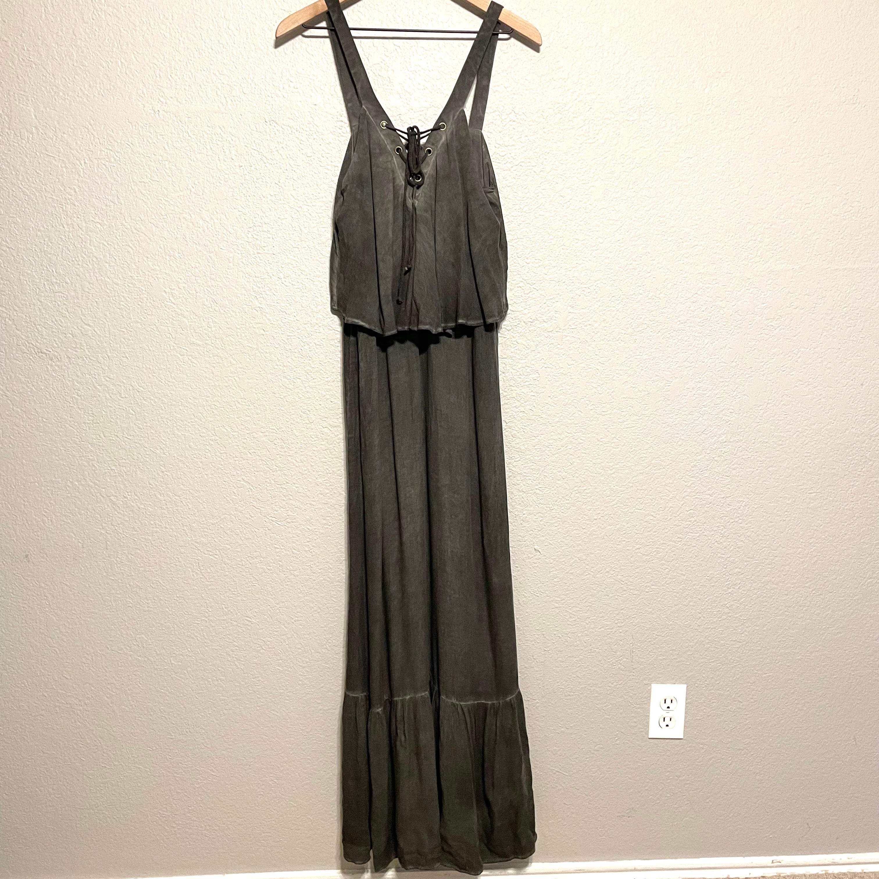 Lace Up Front Maxi Dress