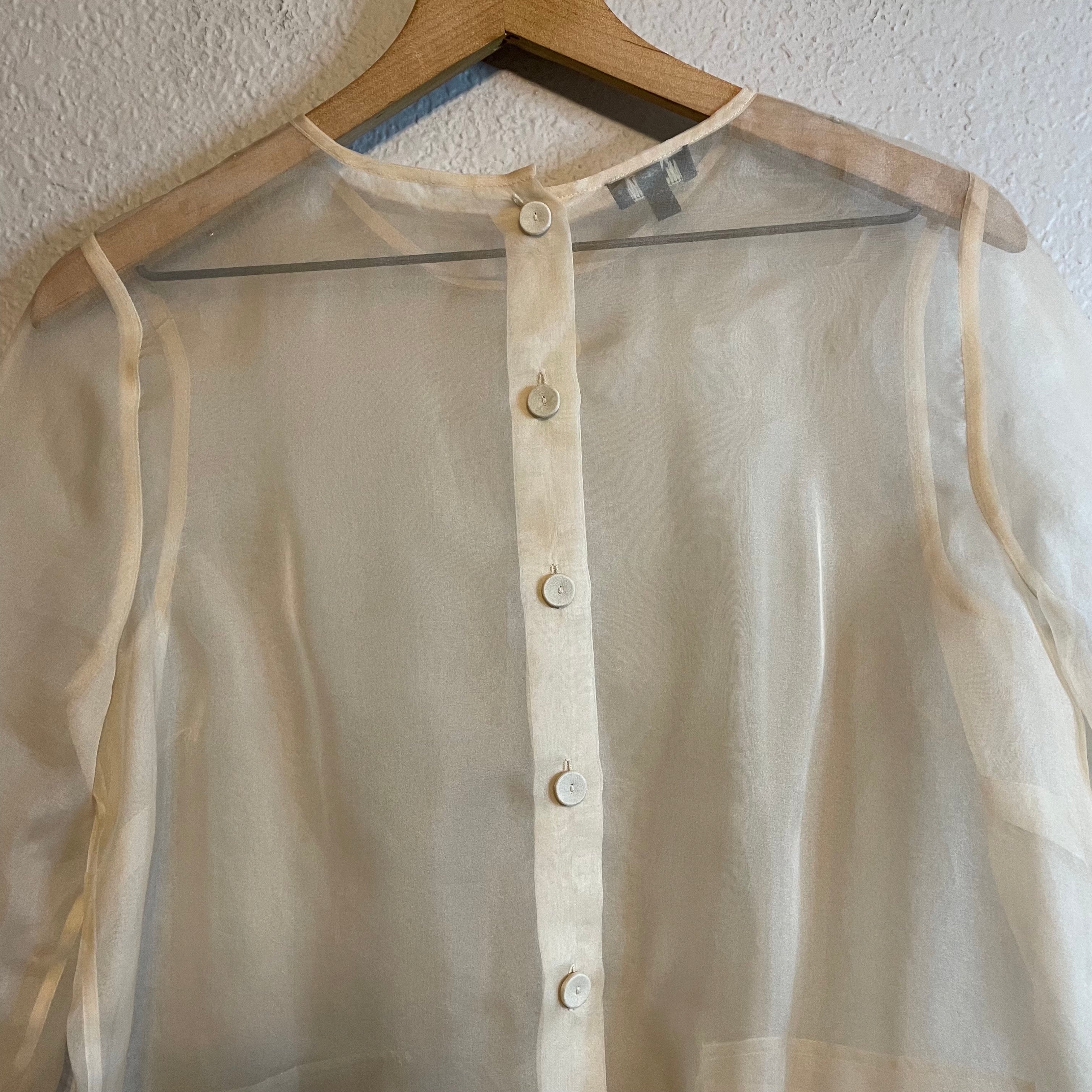 Sheer Button Back Blouse