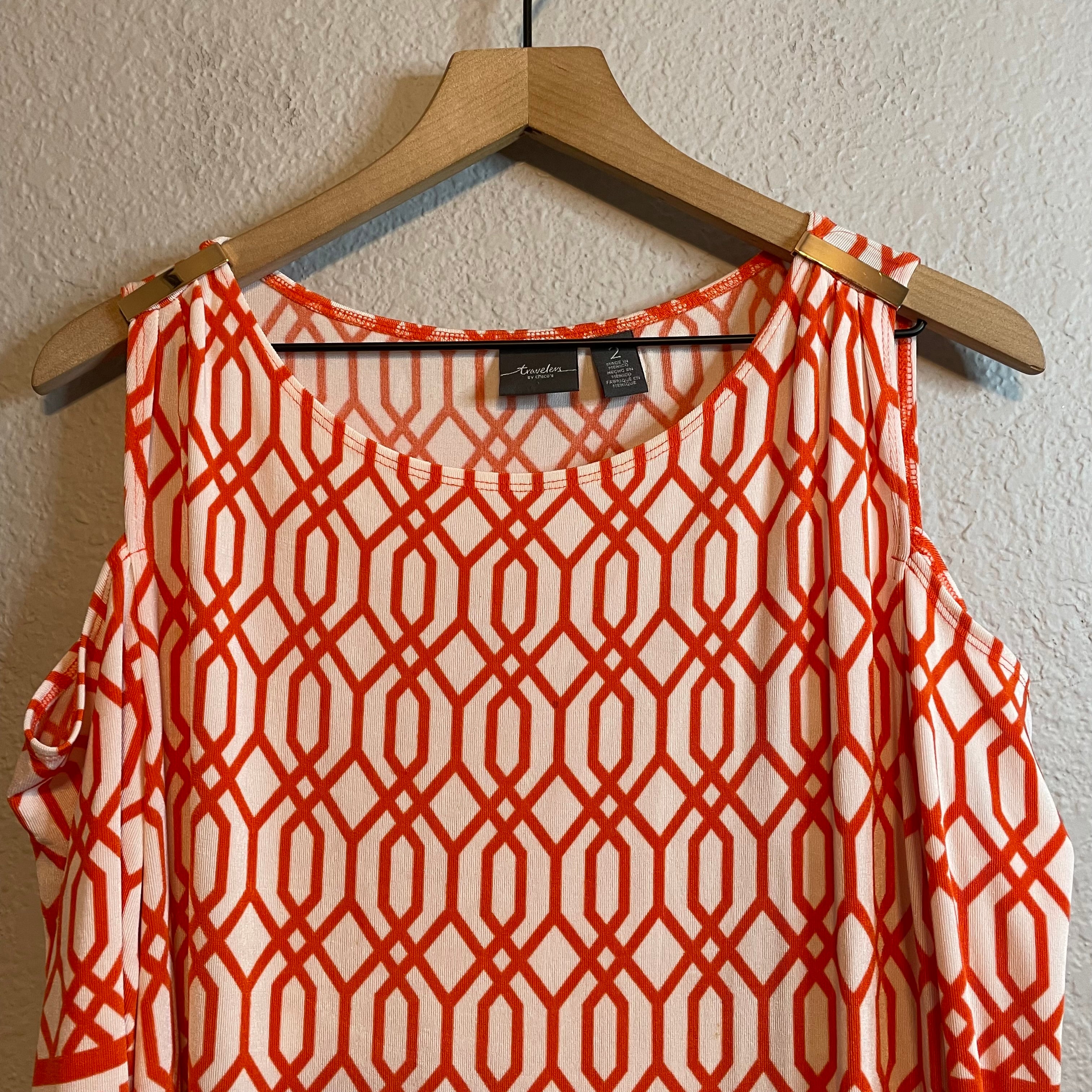 Geometric Cold Shoulder Top