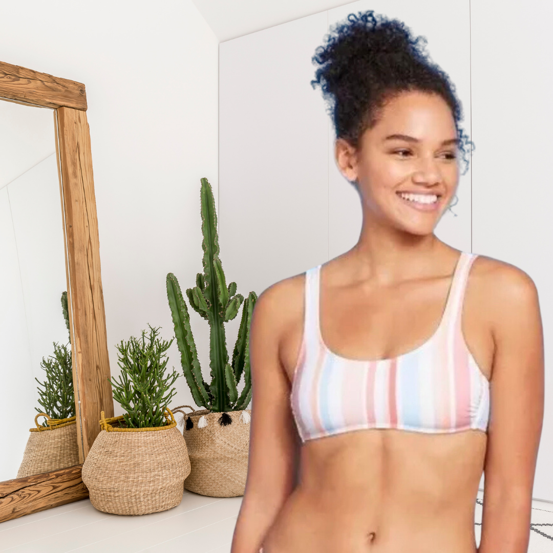 Pastel Striped Bikini Top