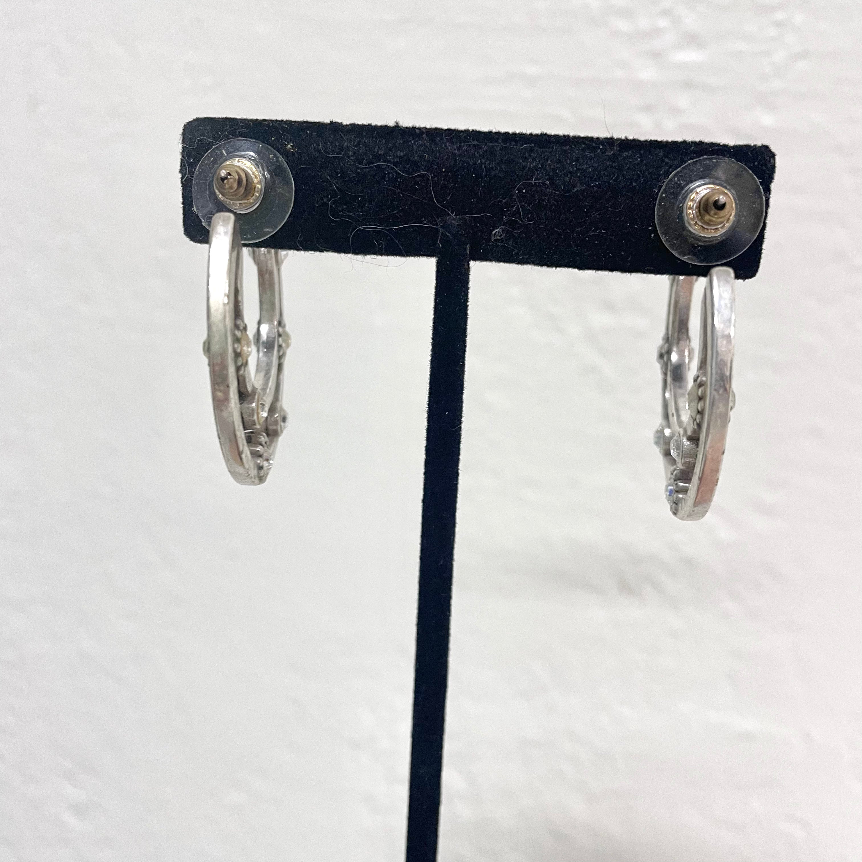 Silver Moon Hoop Earrings