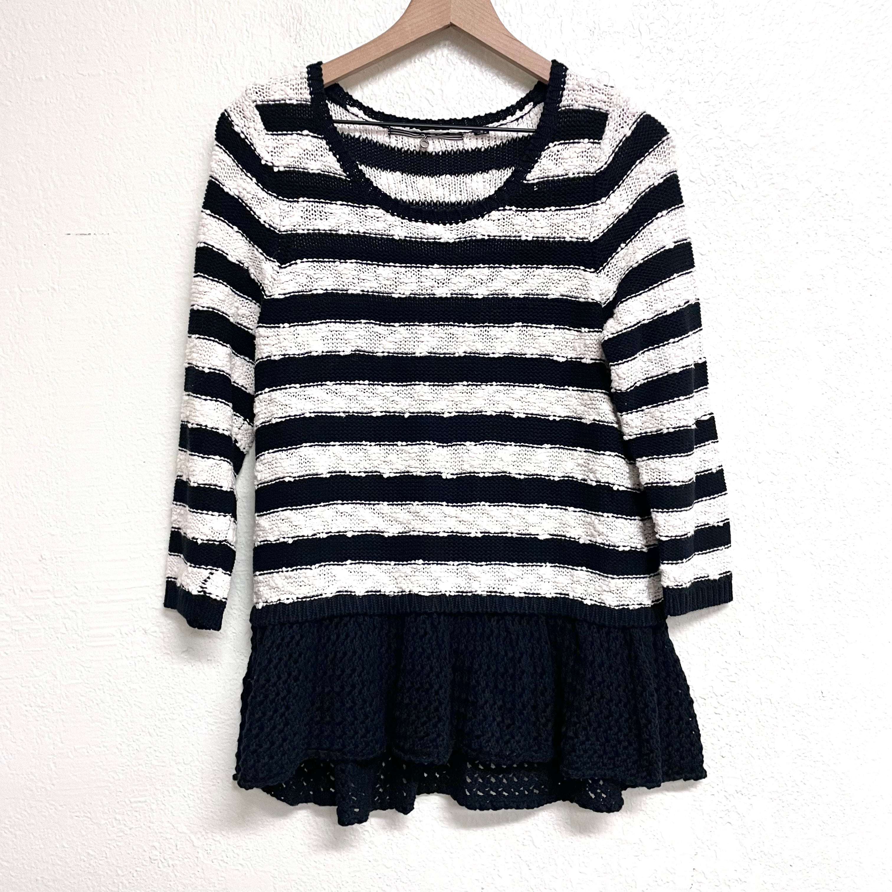 Striped Crochet Hem Sweater