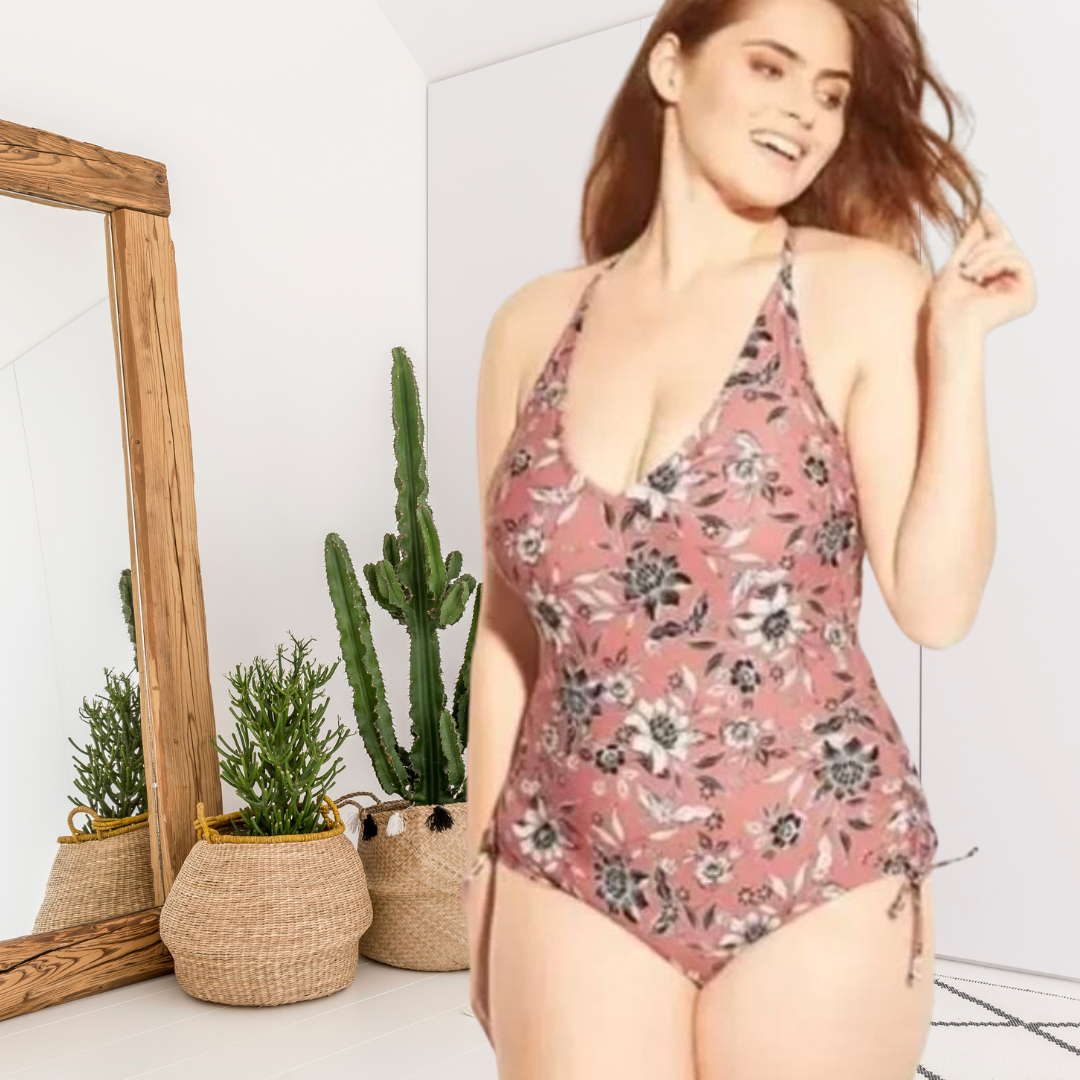 Floral Print One Piece Swim Suit