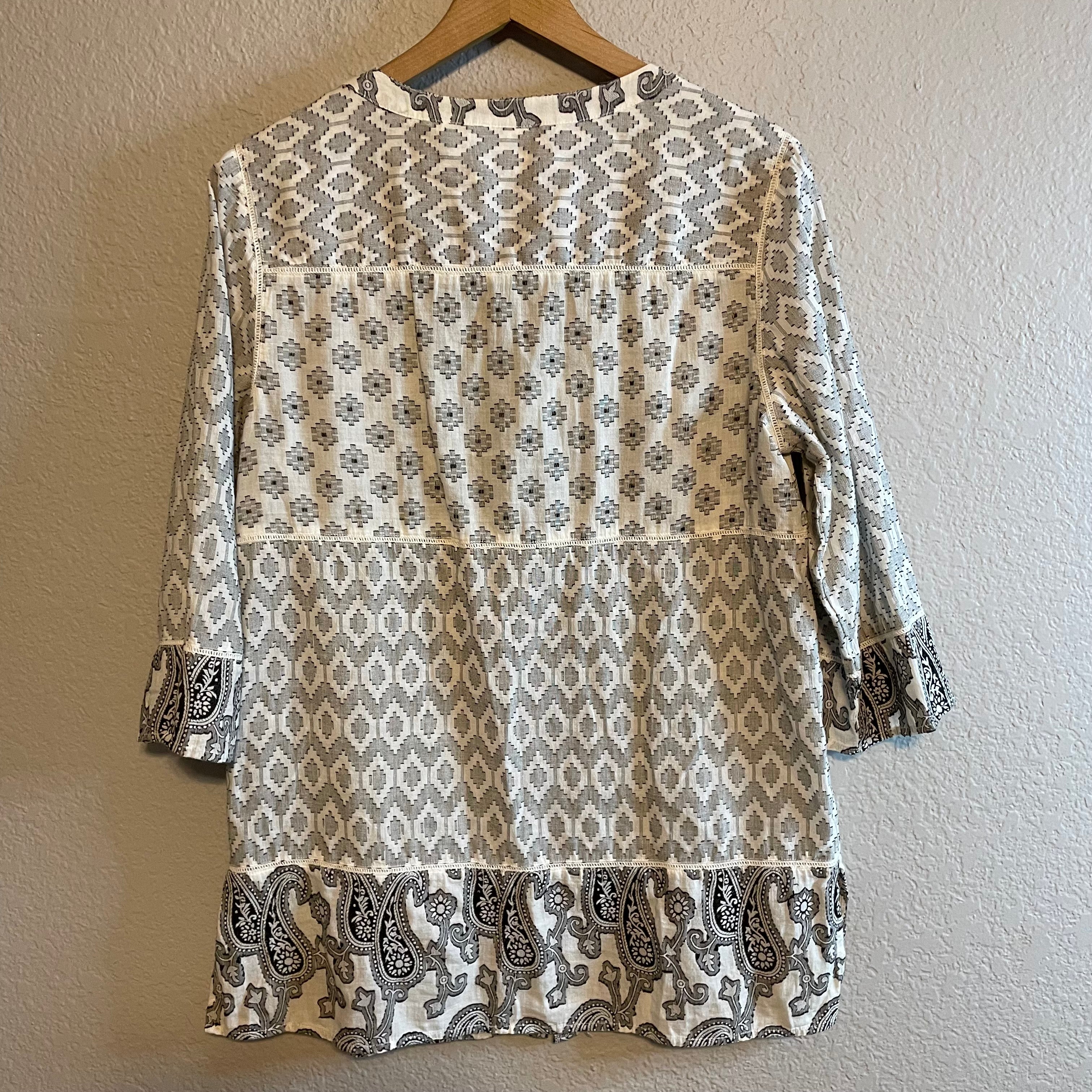 Paisley Geometric Button Up Top