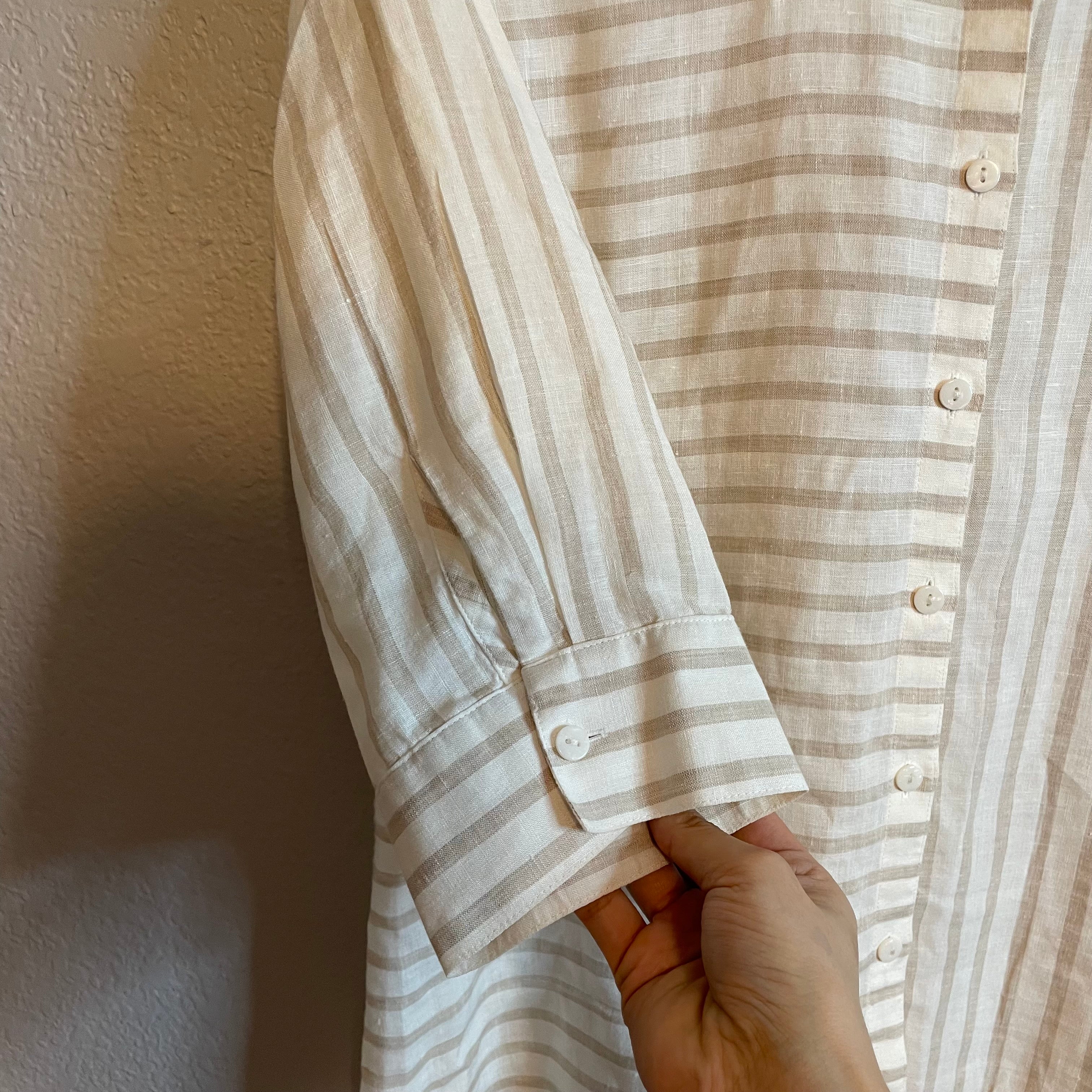 Striped Linen Button Blouse