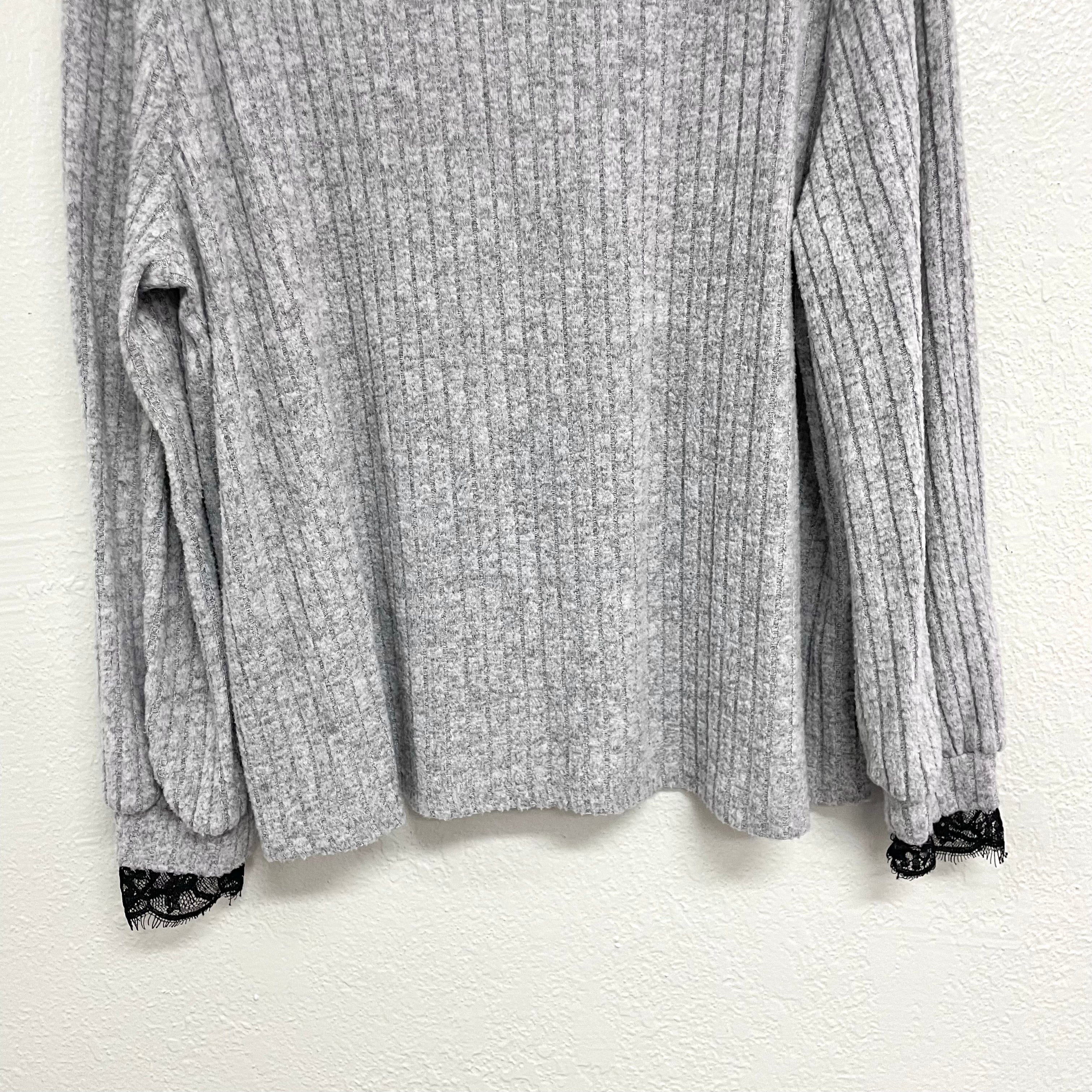 Ribbed Lace Trim Sweater