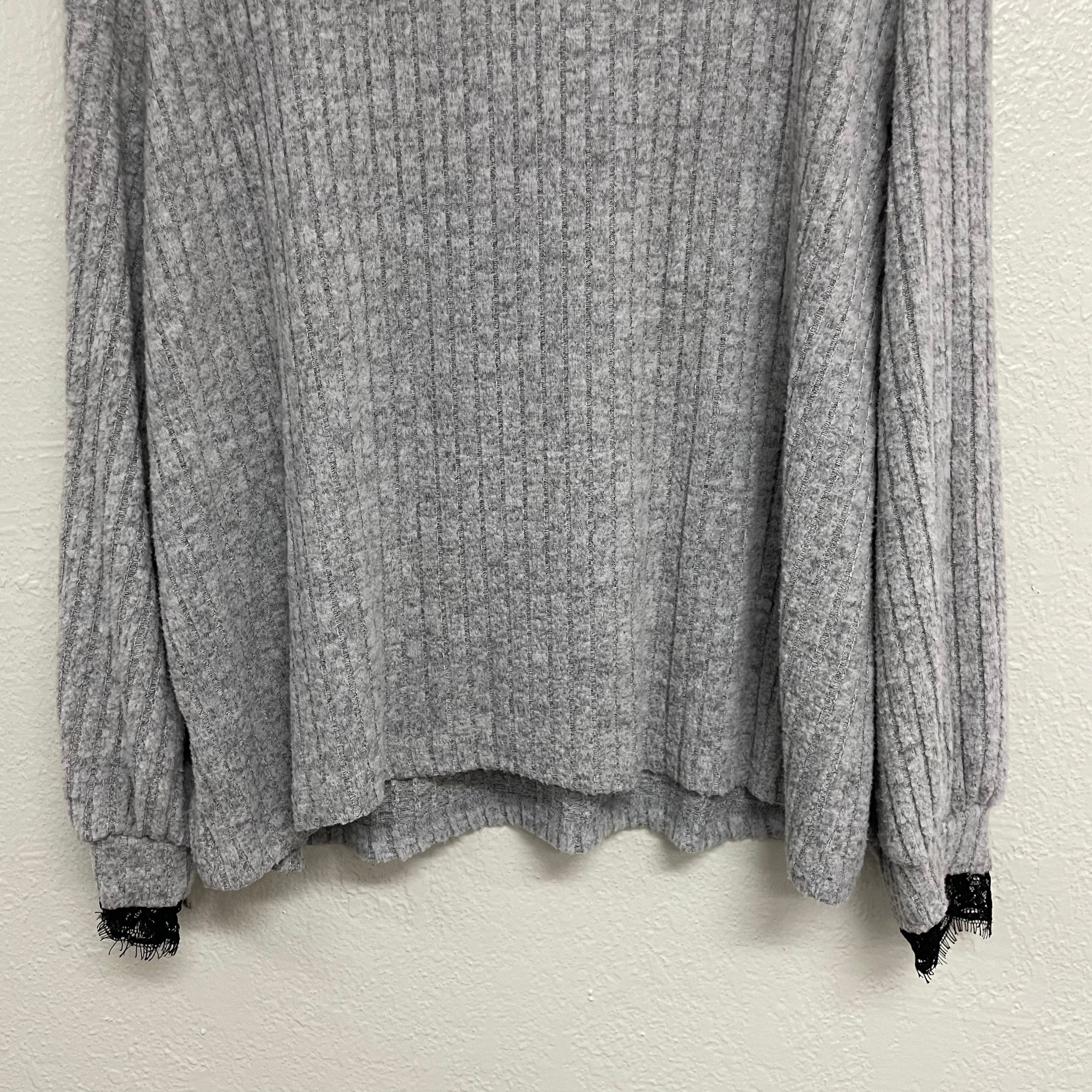 Ribbed Lace Trim Sweater