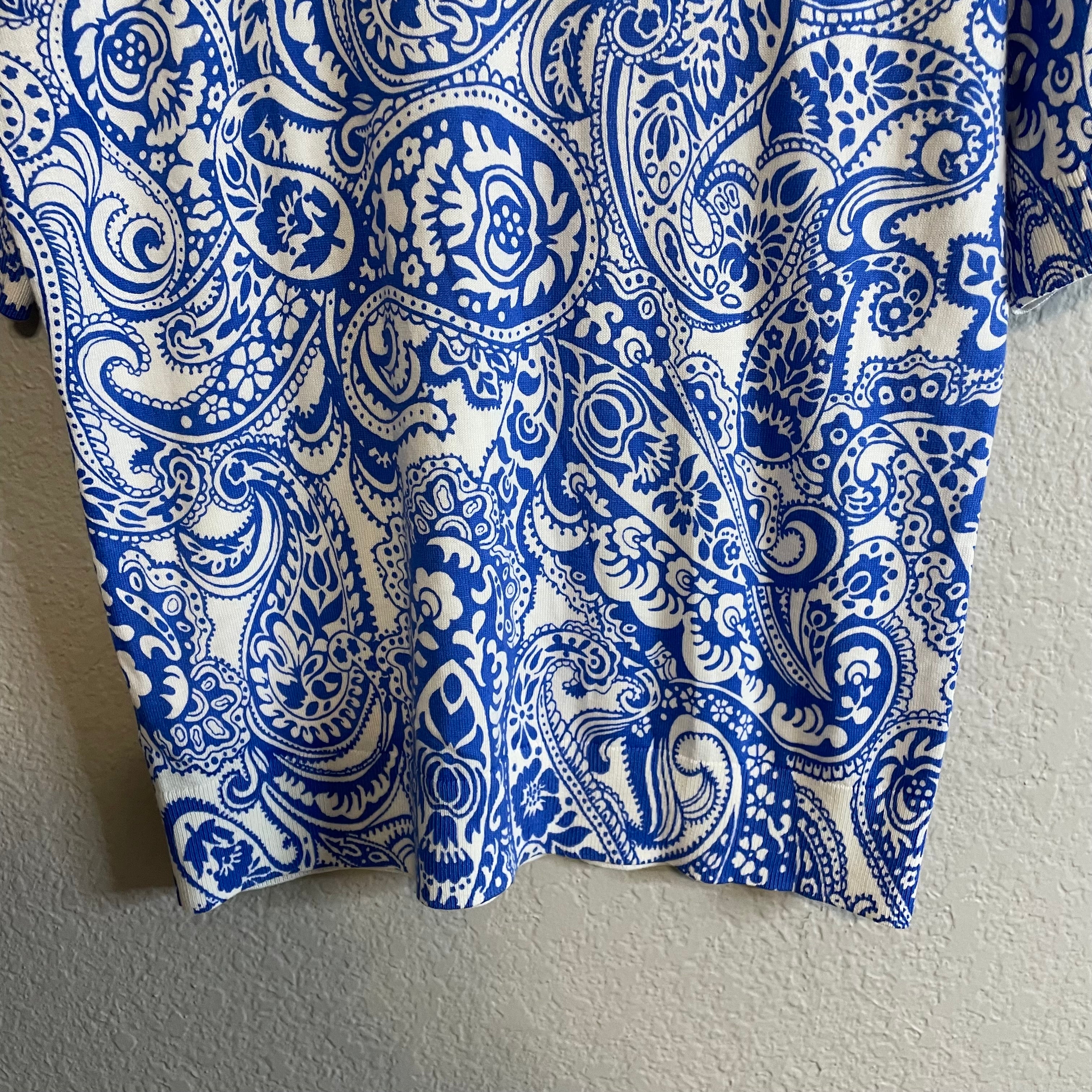 Paisley Short Sleeve Sweater Blouse