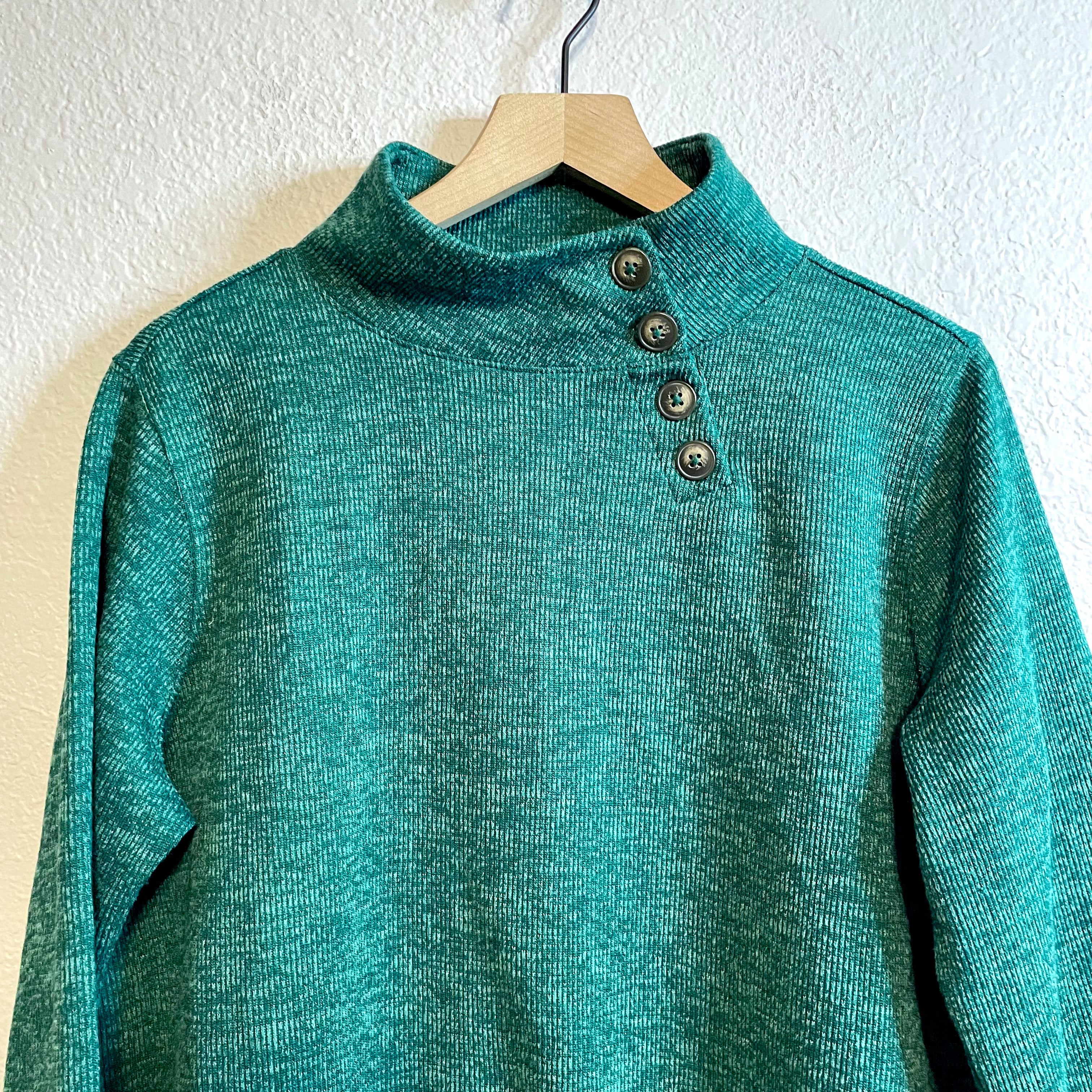 Button Mock Neck Sweatshirt