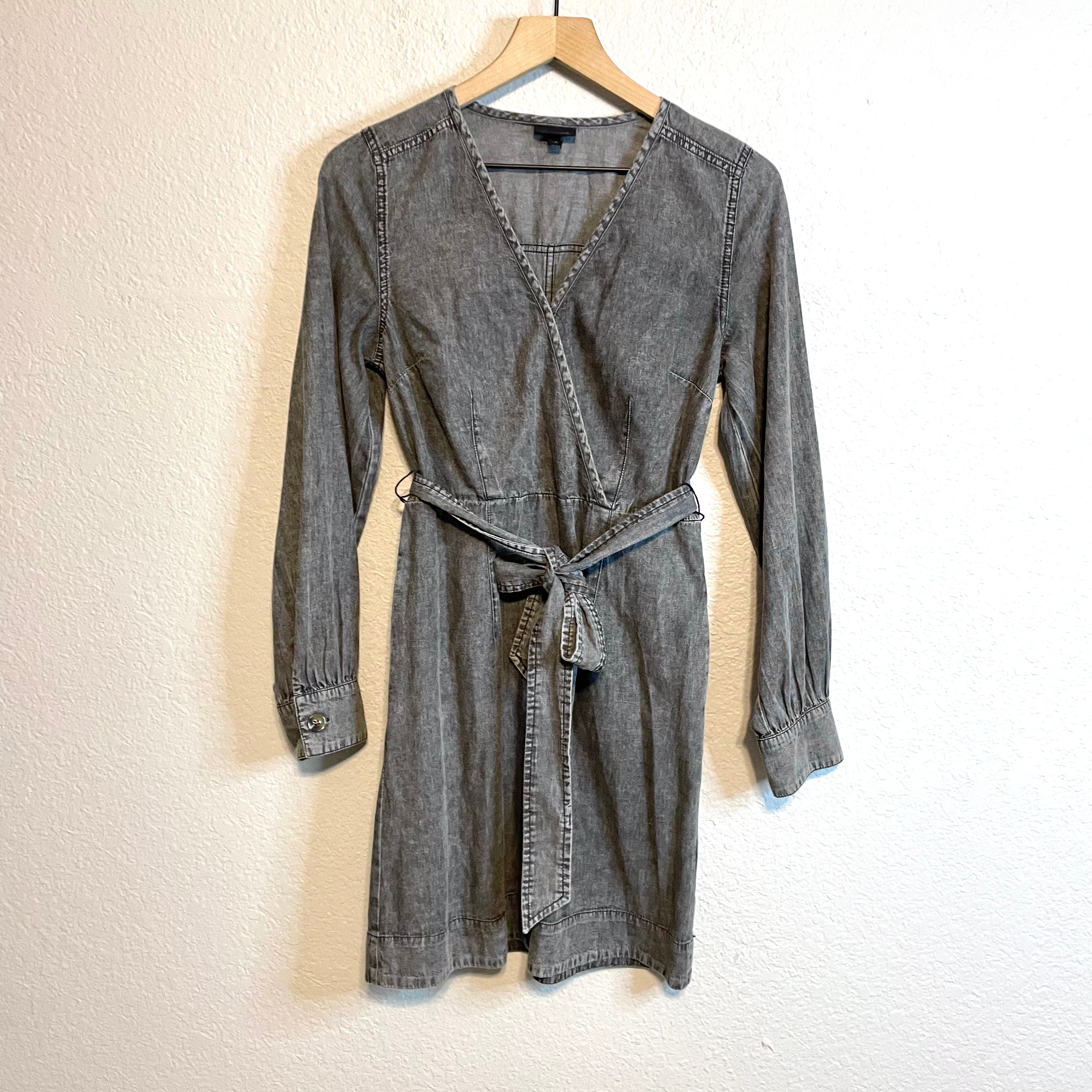 Faux Wrap Chambray Dress