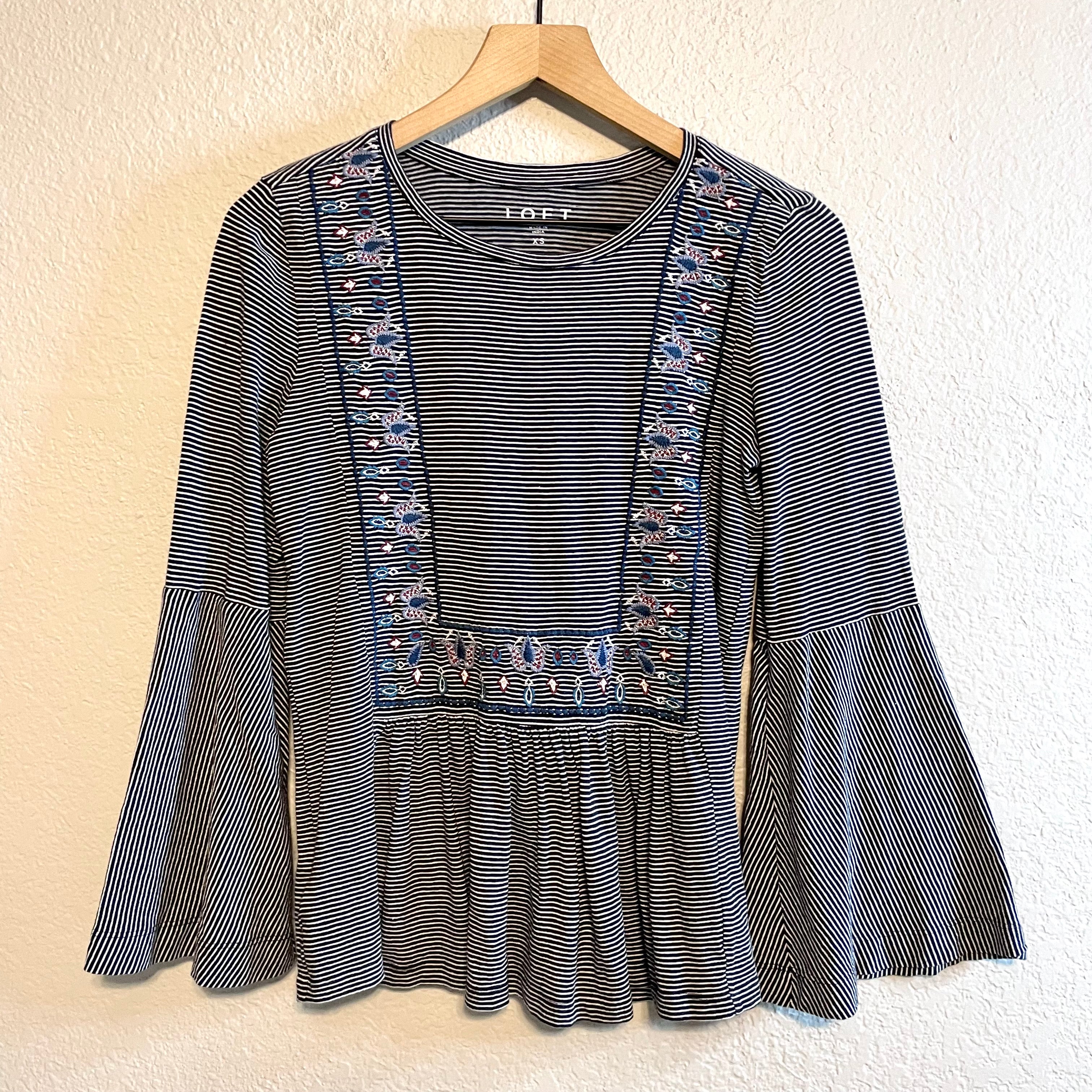 Embroidered Flare Sleeve Top