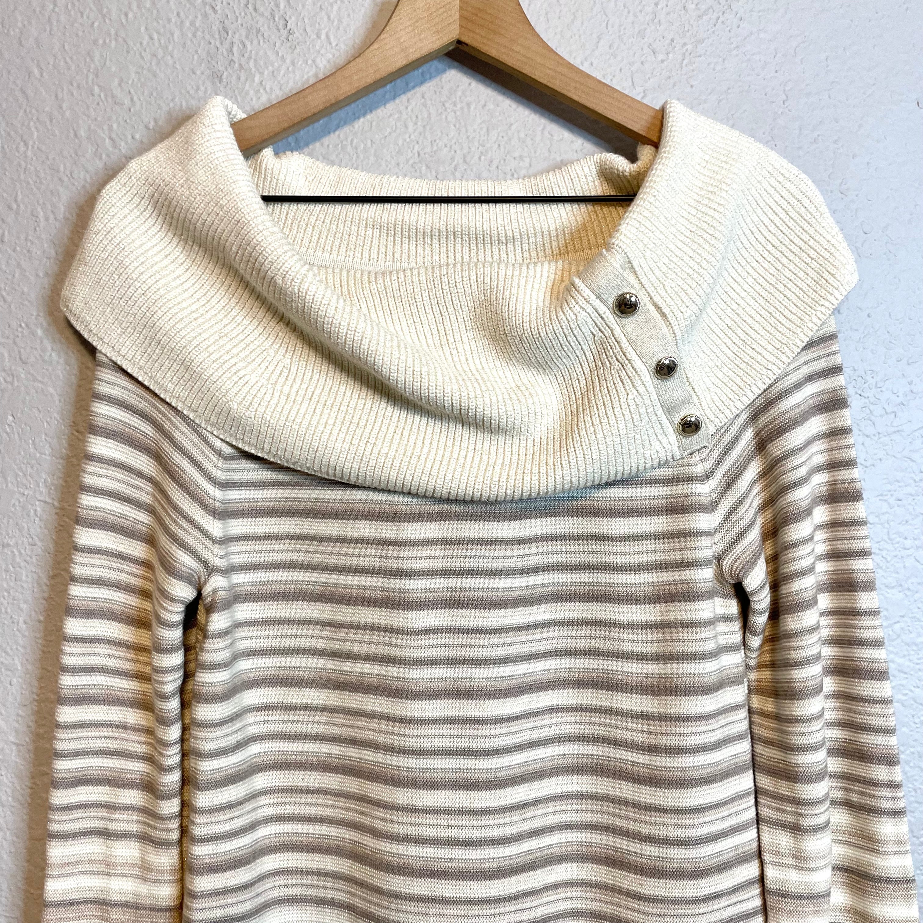 Striped Cowl Neck Sweater