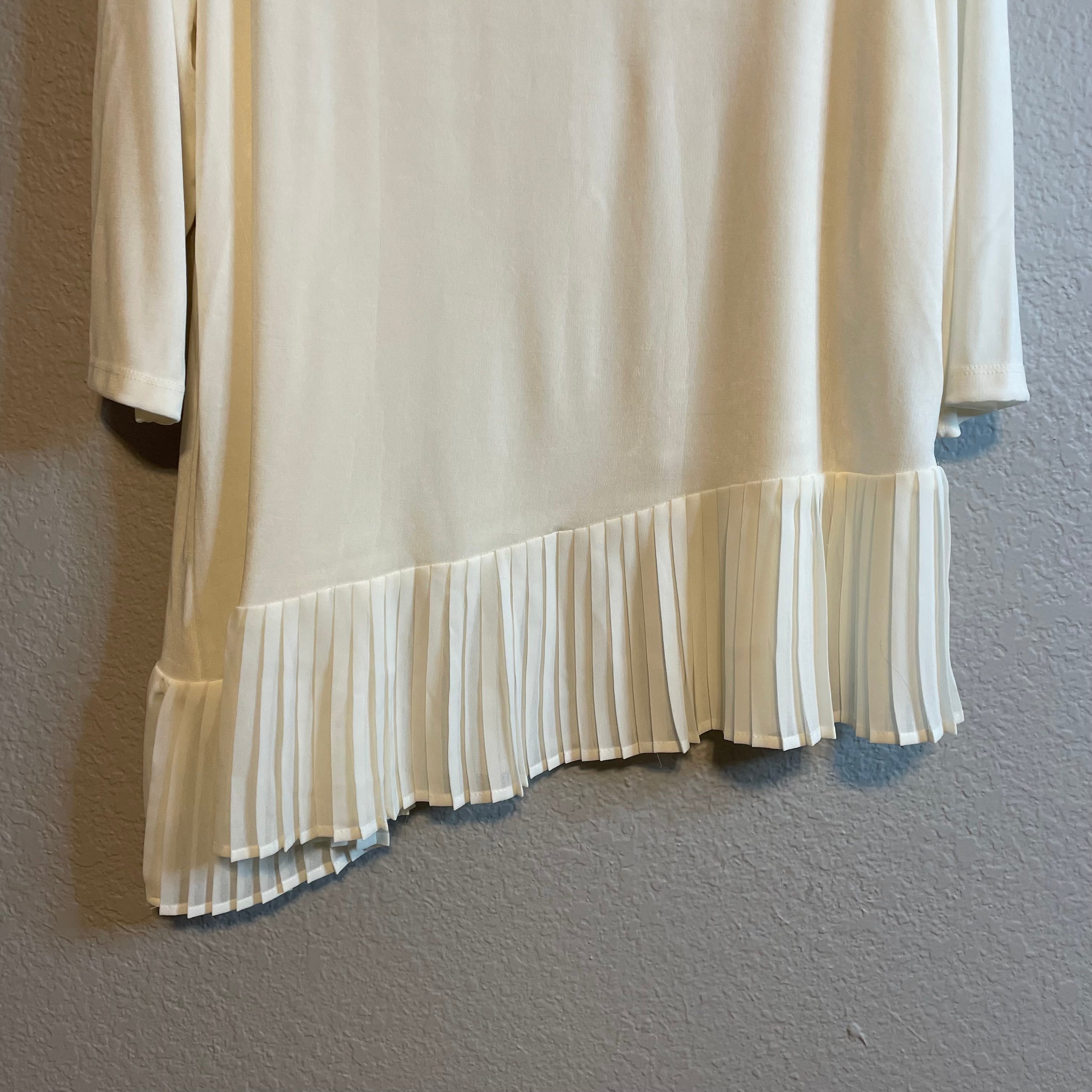 Pleated Asymmetrical Hem Blouse