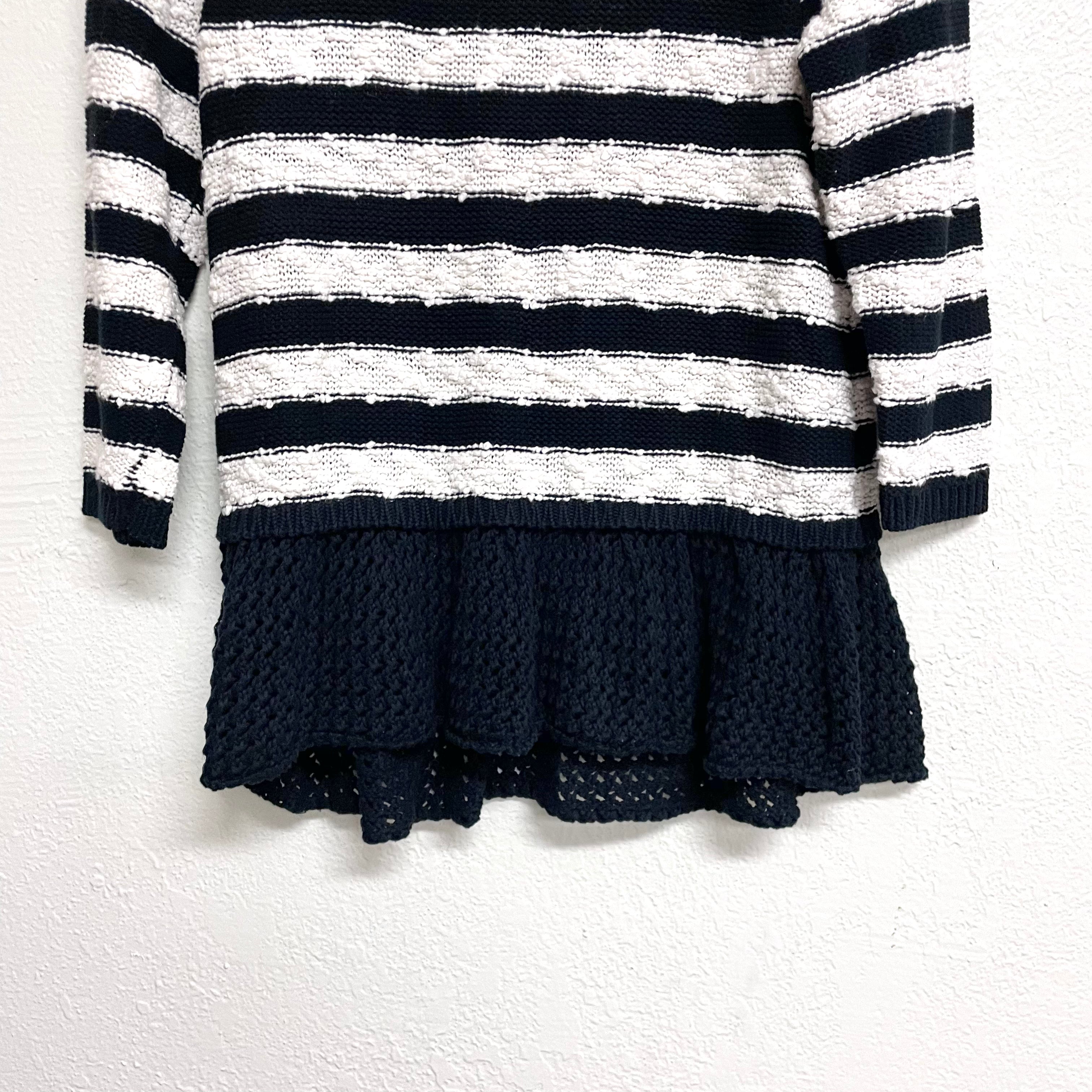 Striped Crochet Hem Sweater