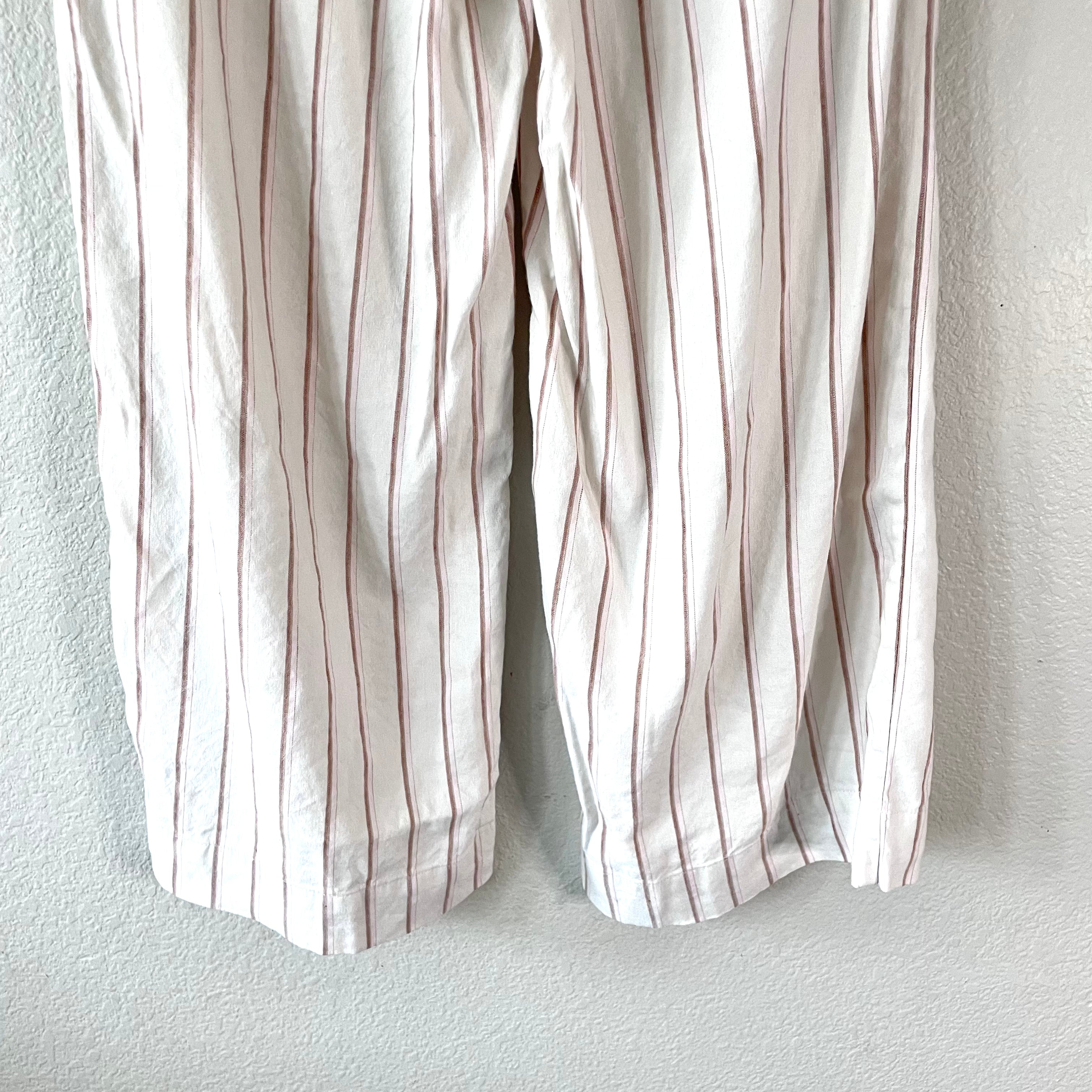 Striped Belted Crop Pants