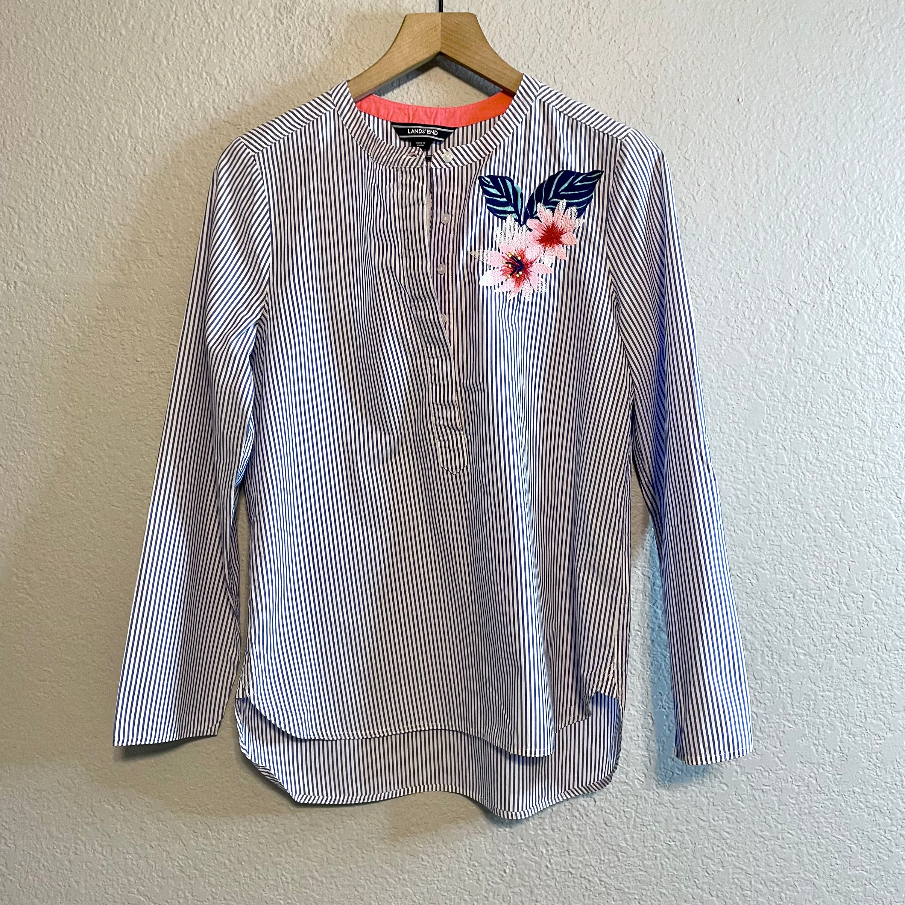 Floral Embroidered Popover Top