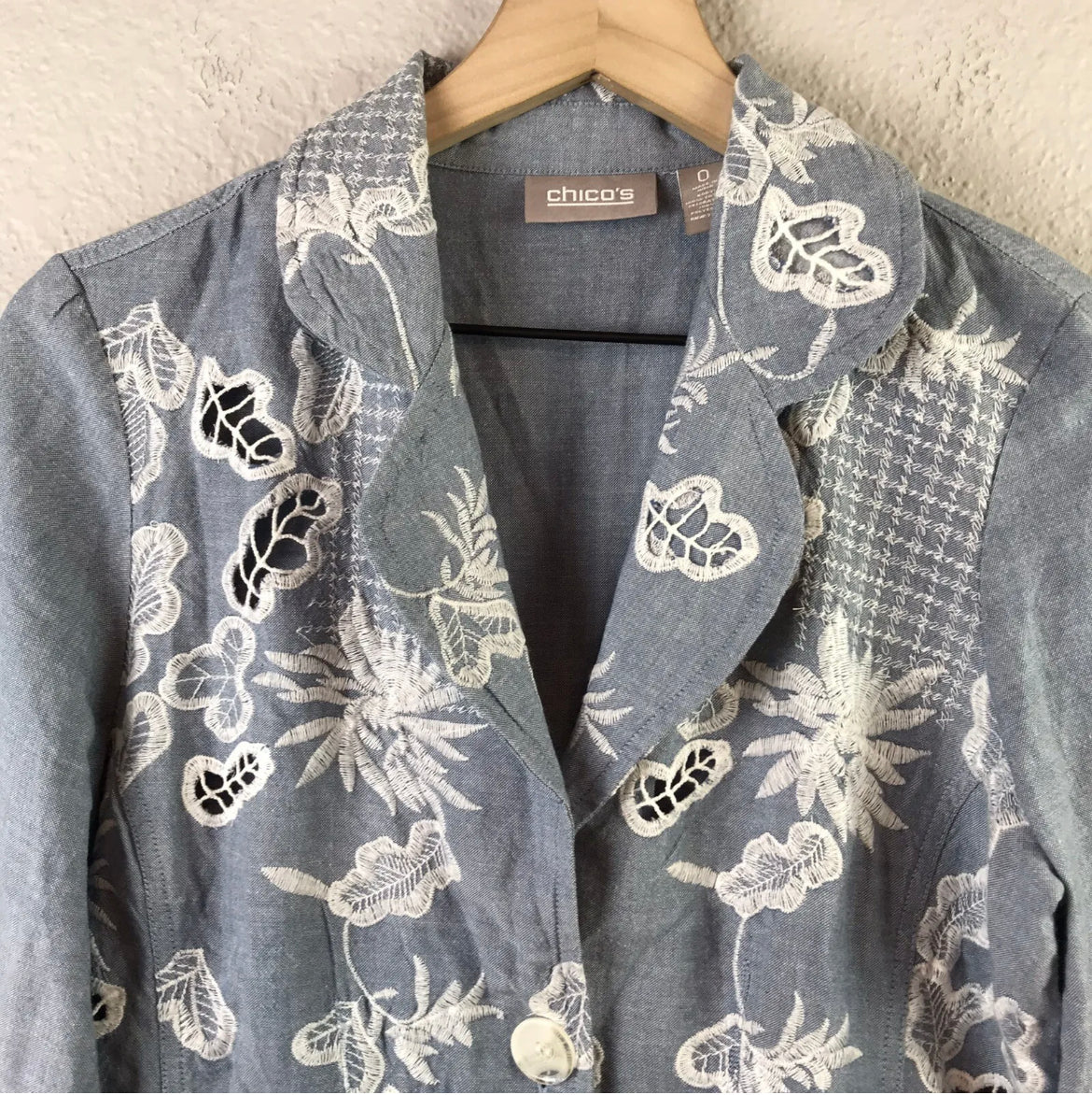 Chambray Embroidered Blazer