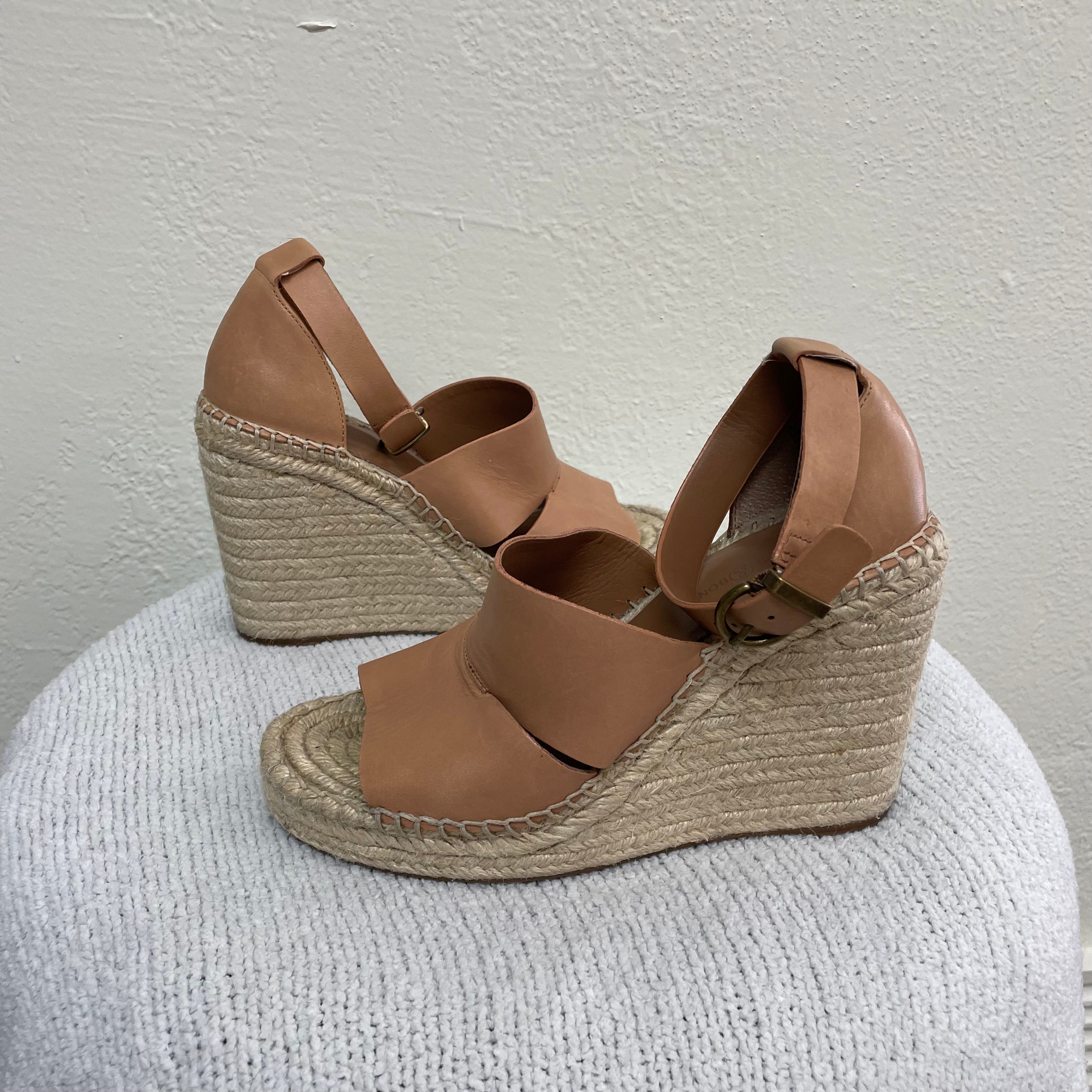 Leather Espadrille Wedges