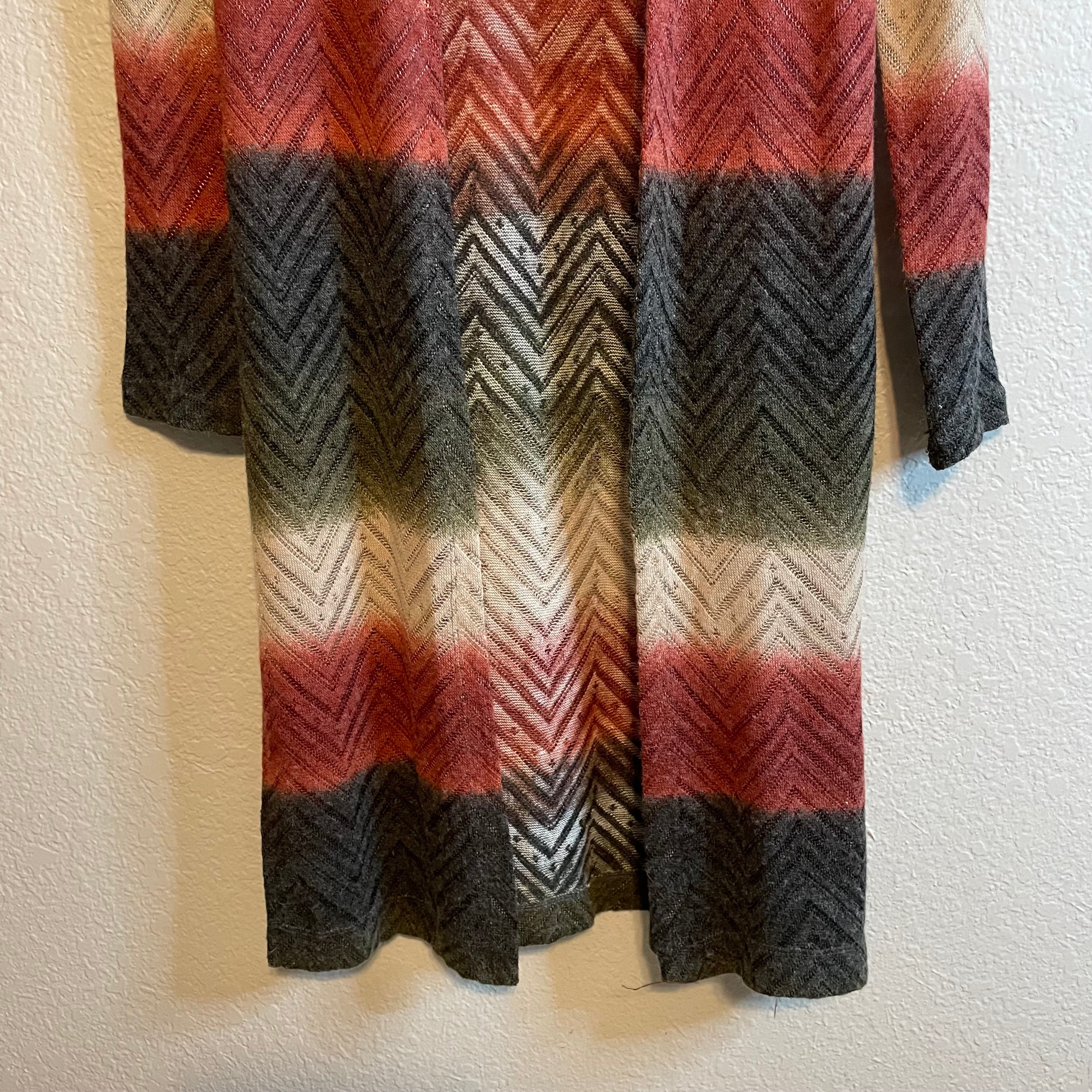 Chevron Striped Long Cardigan