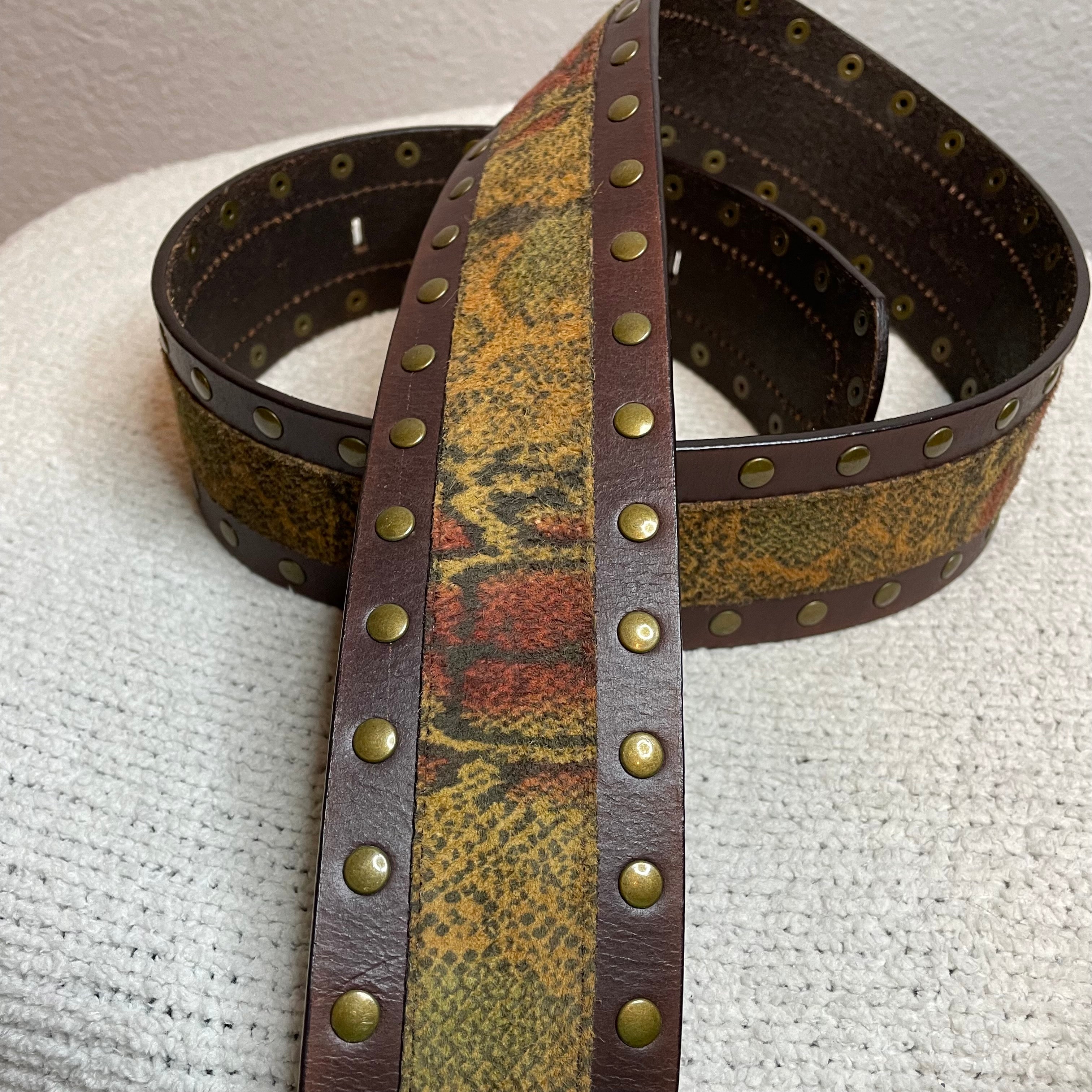 Snakeskin Print Leather Belt