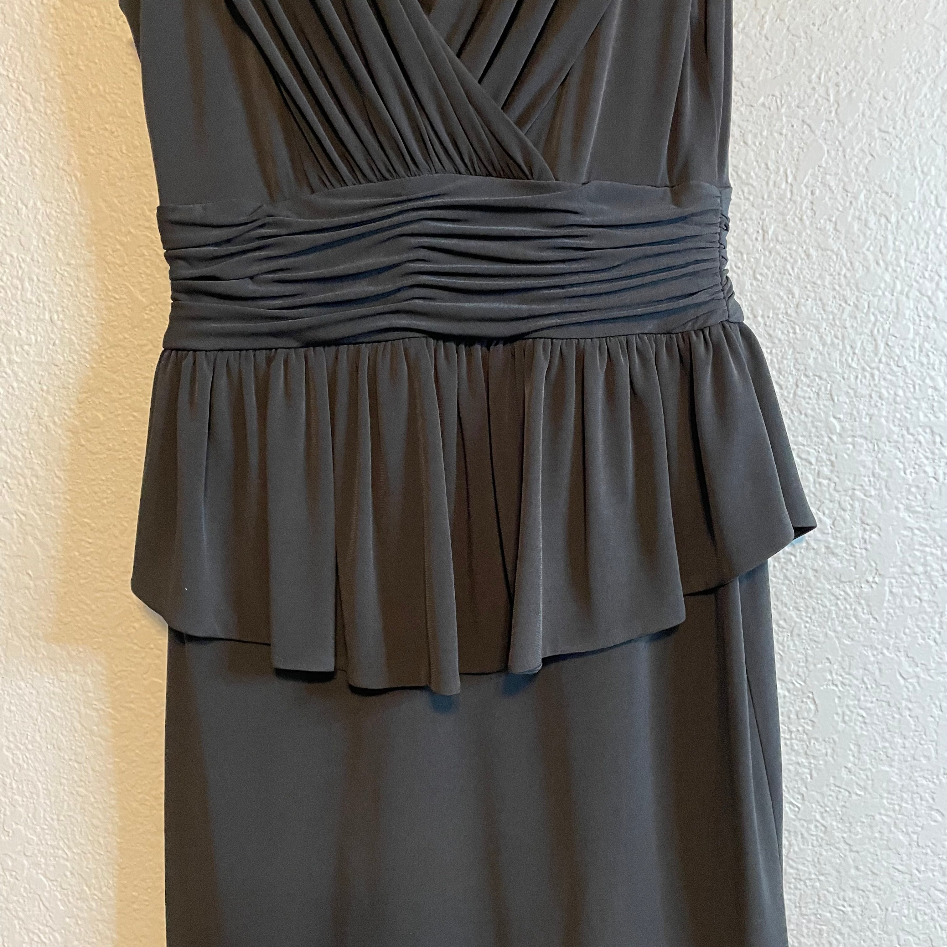 Gathered V-Neck Peplum Dress