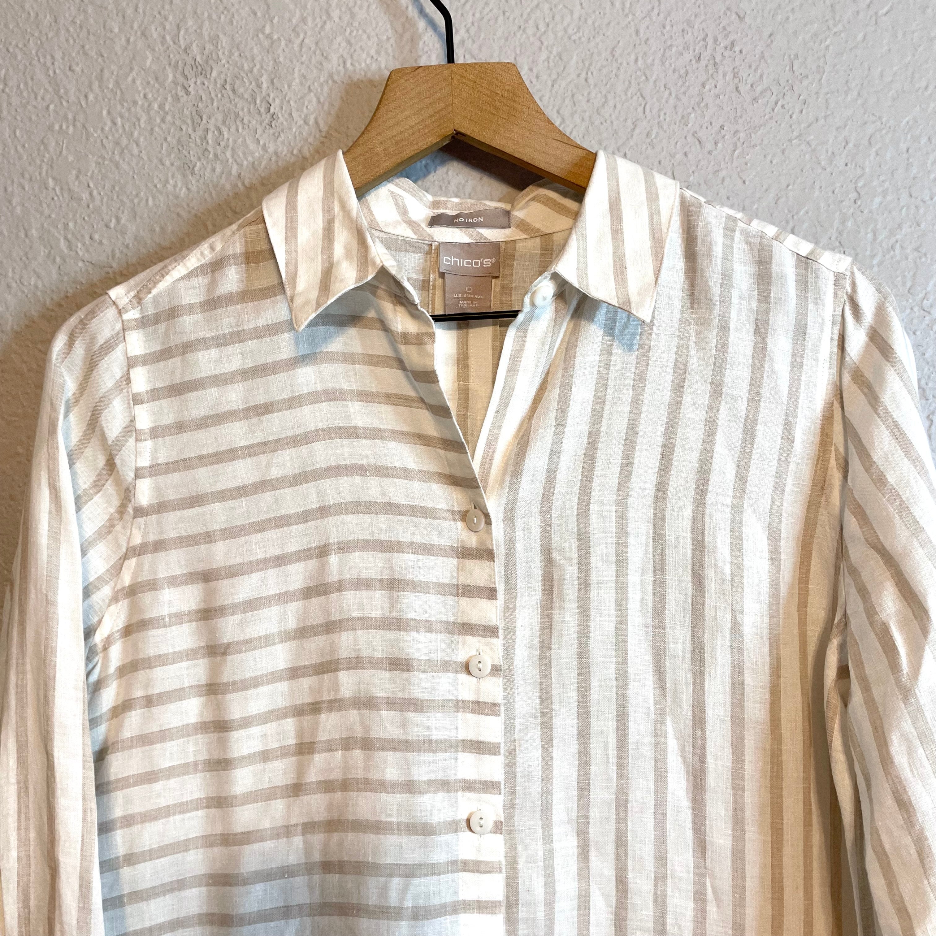 Striped Linen Button Blouse