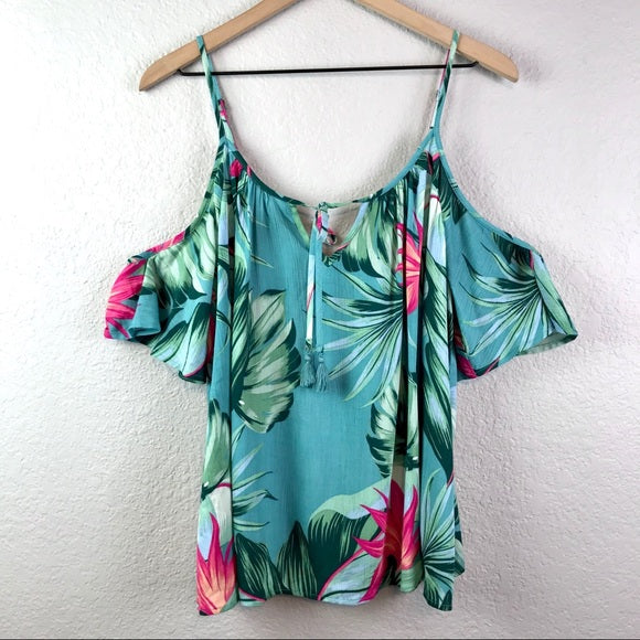 Tropical Cold Shoulder Top