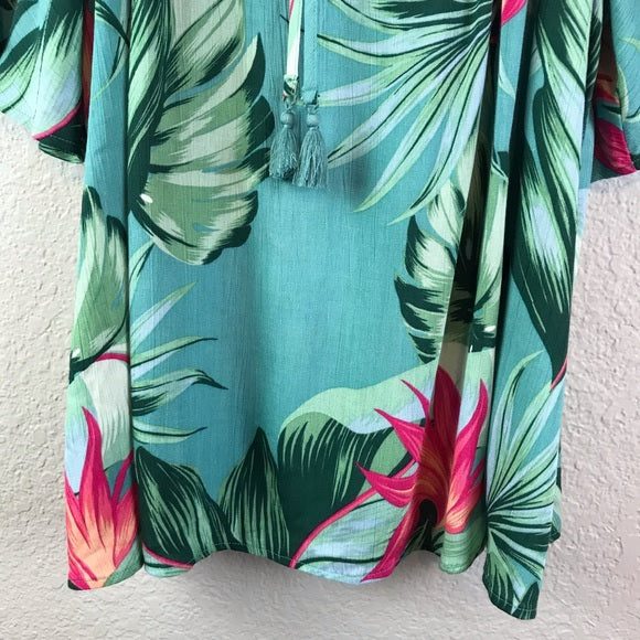 Tropical Cold Shoulder Top