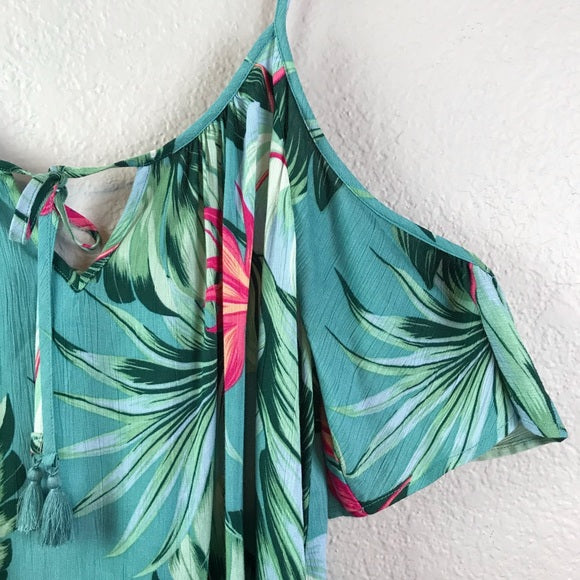 Tropical Cold Shoulder Top